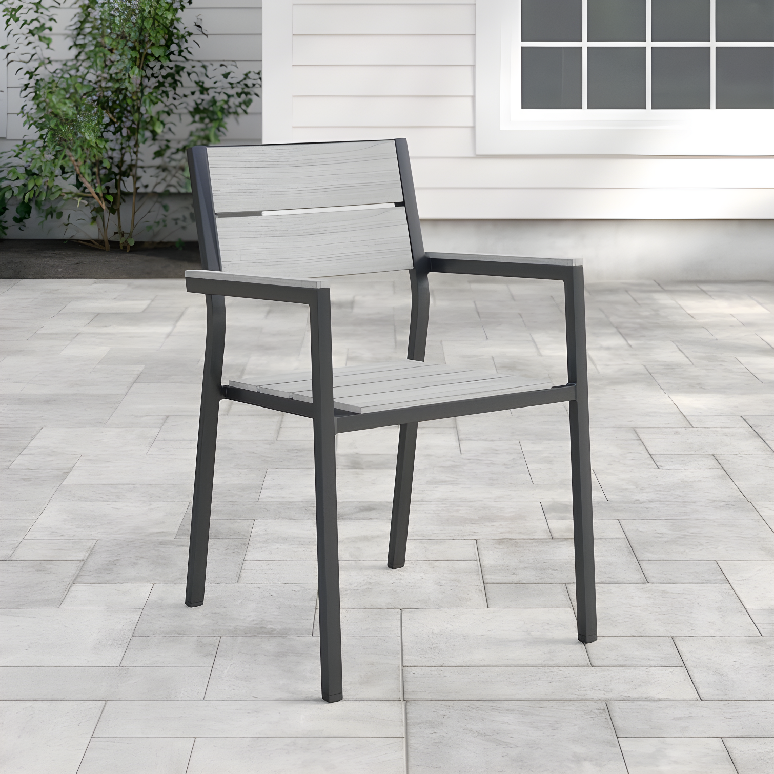 Modway Maine Aluminum Outdoor Patio Two Arm Chairs