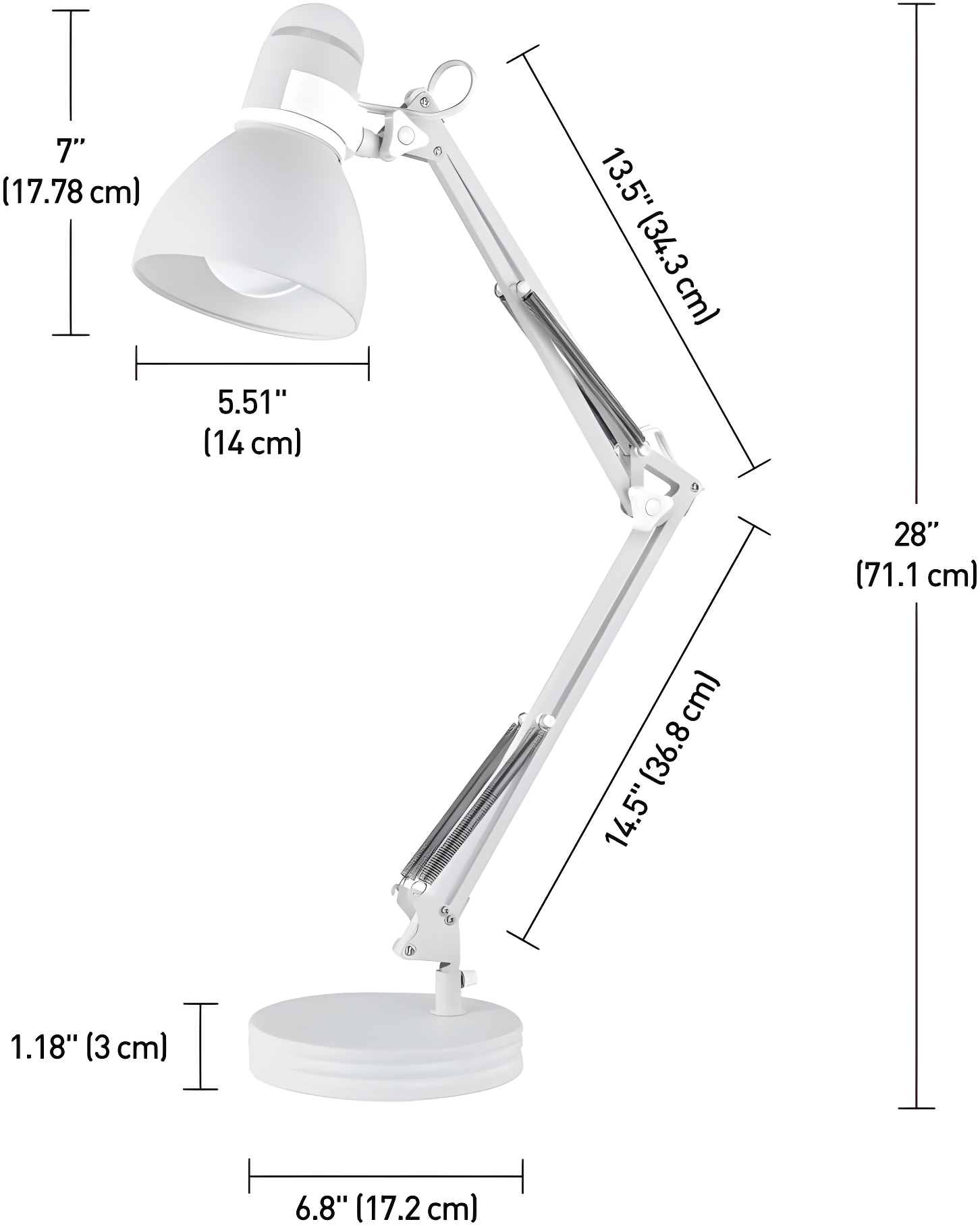 28" Architect Swing Arm Kids' Desk Lamp Matte White - Globe Electric: UL Listed, Metal Shade, 60W Max