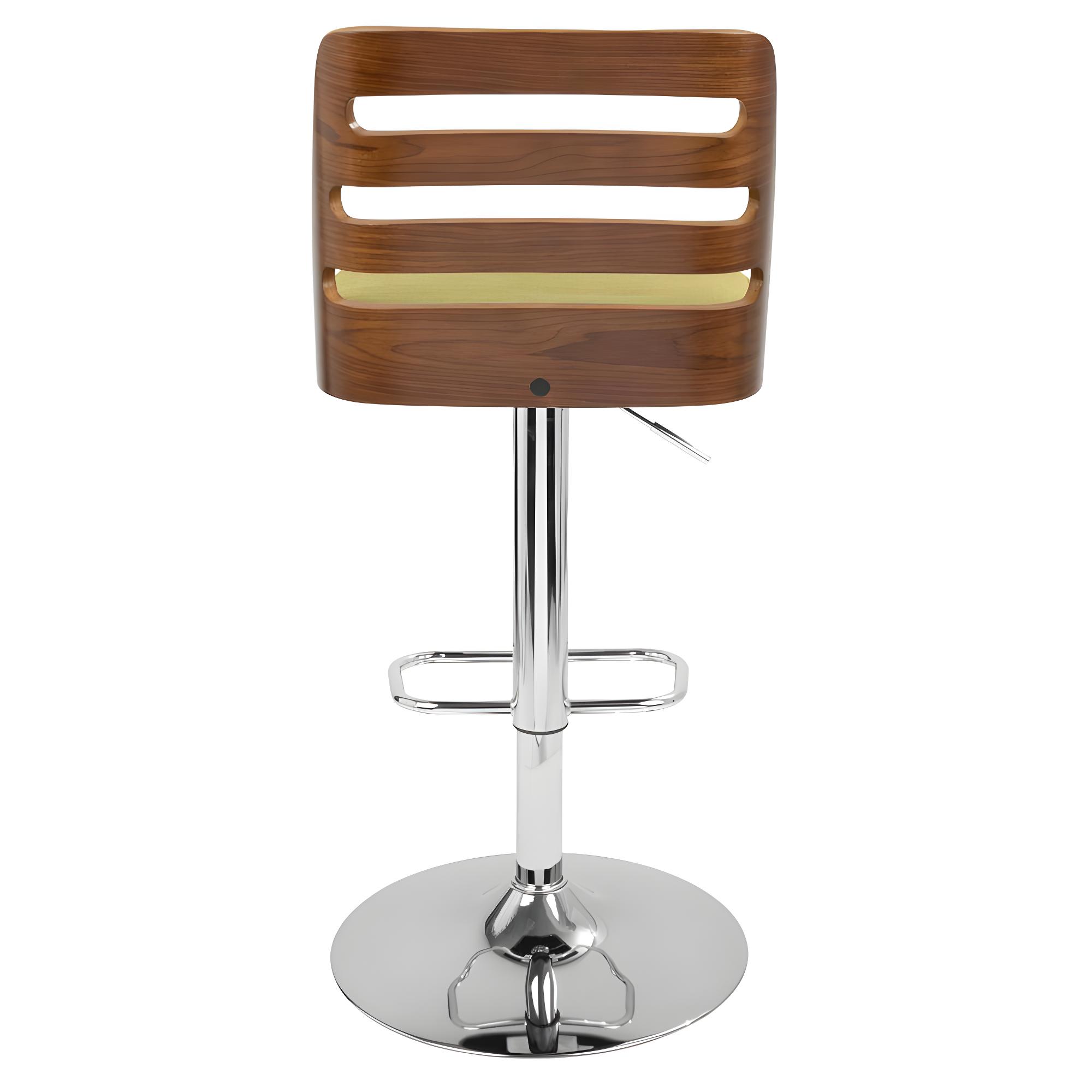 Contemporary Walnut and Green Adjustable Swivel Barstool