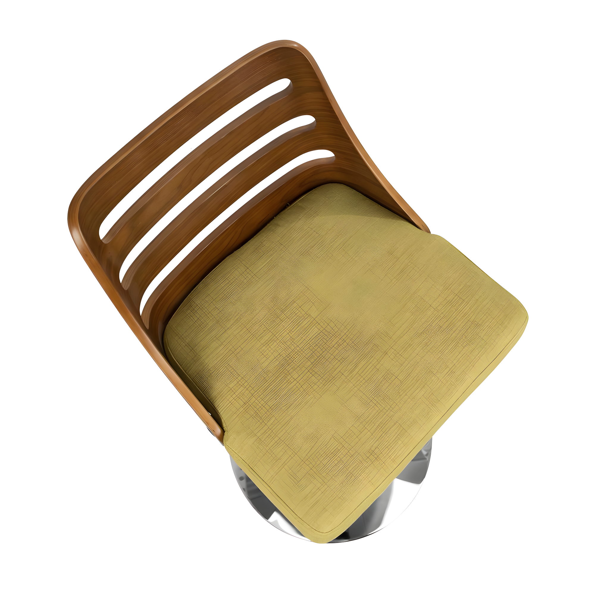 Contemporary Walnut and Green Adjustable Swivel Barstool