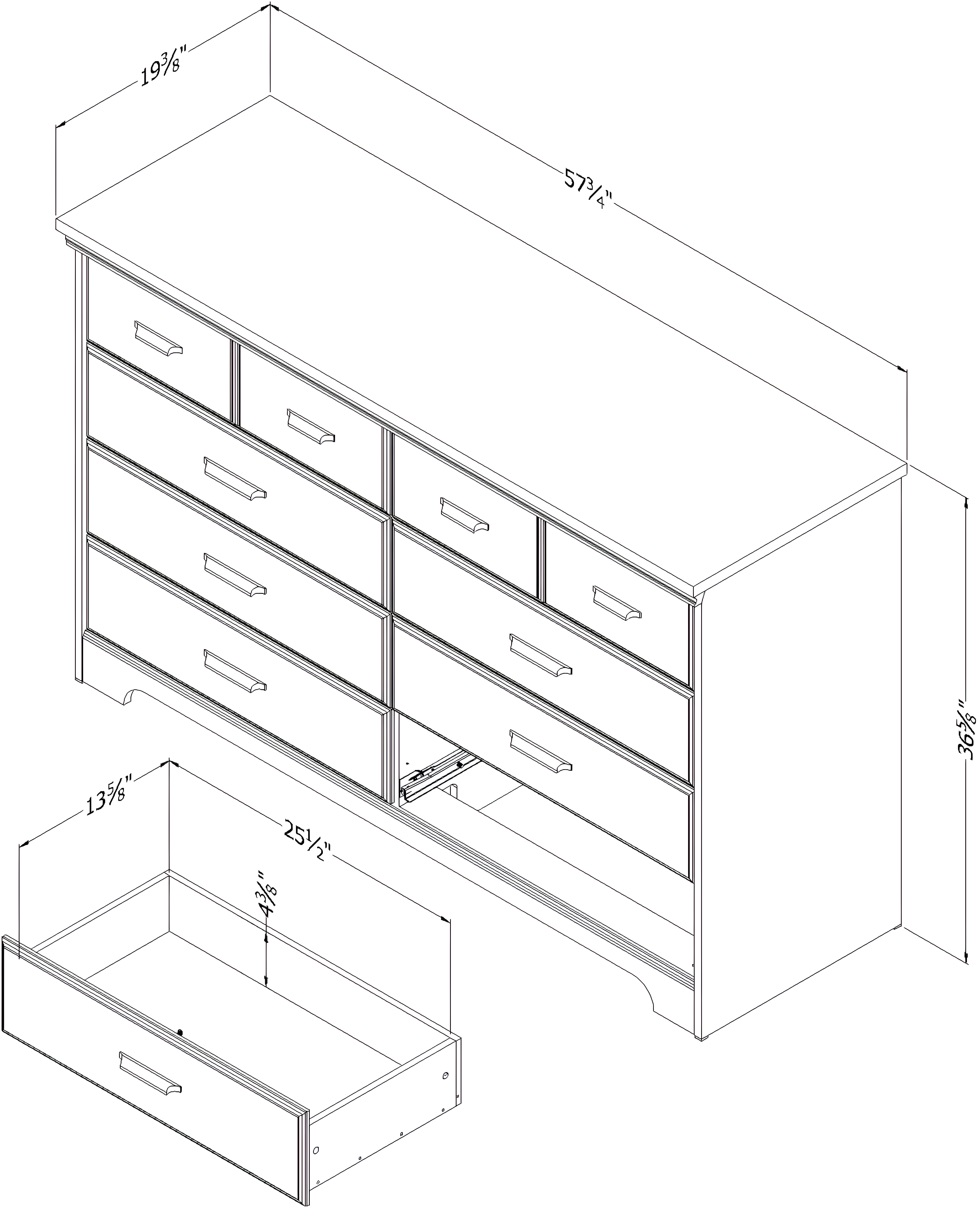 Versa 8-Drawer Storage Dresser - Classic Style