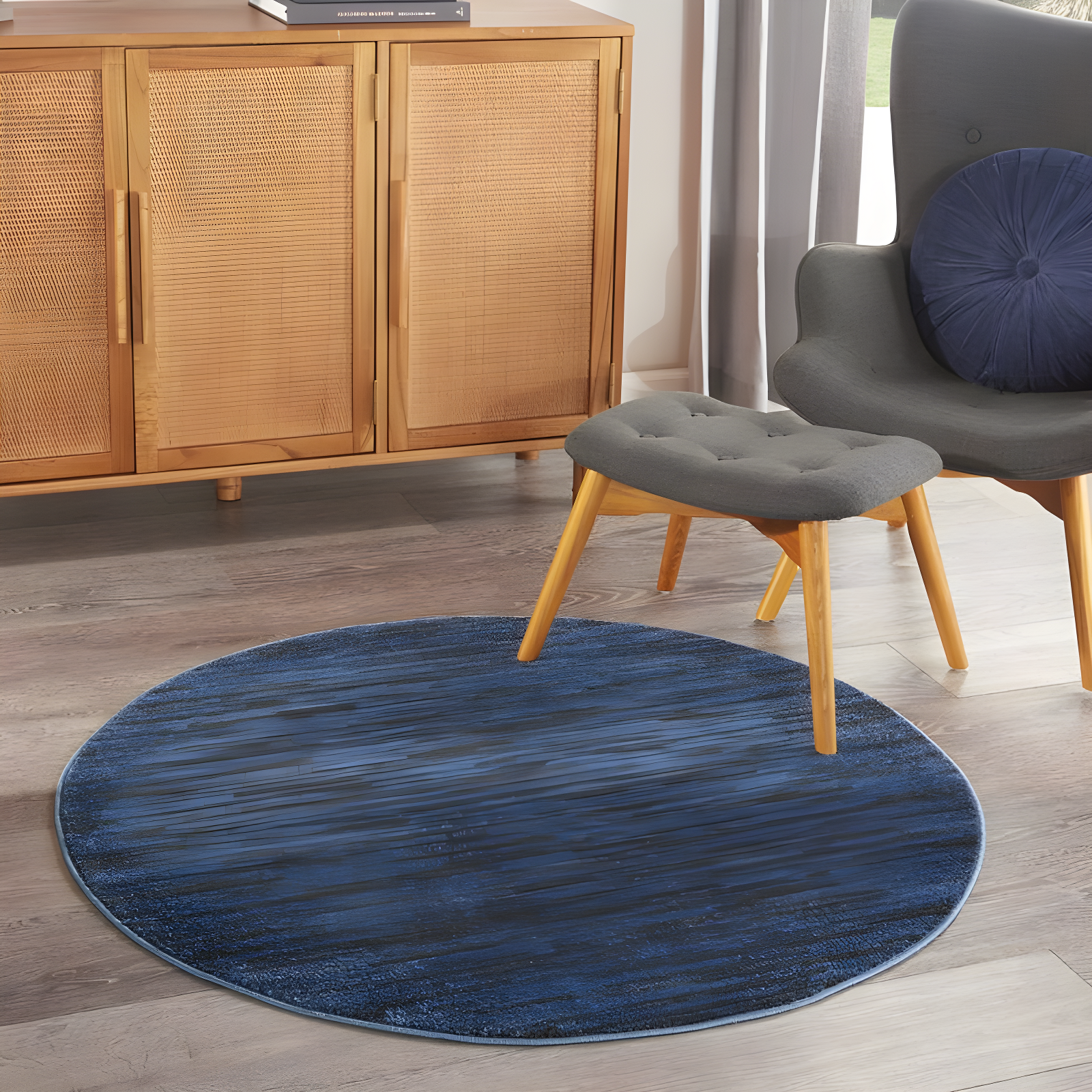 Nourison Nourison Essentials NRE01 Indoor/outdoor Area Rug - Midnight Blue 4' x round