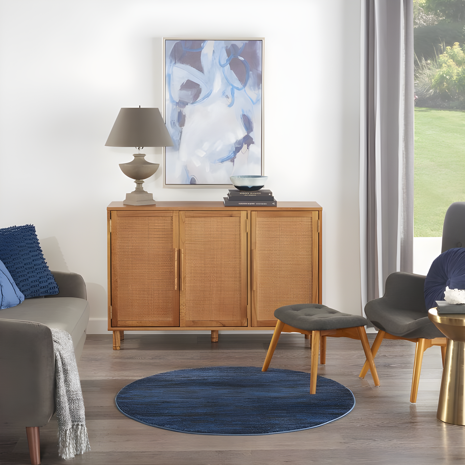 Nourison Nourison Essentials NRE01 Indoor/outdoor Area Rug - Midnight Blue 4' x round