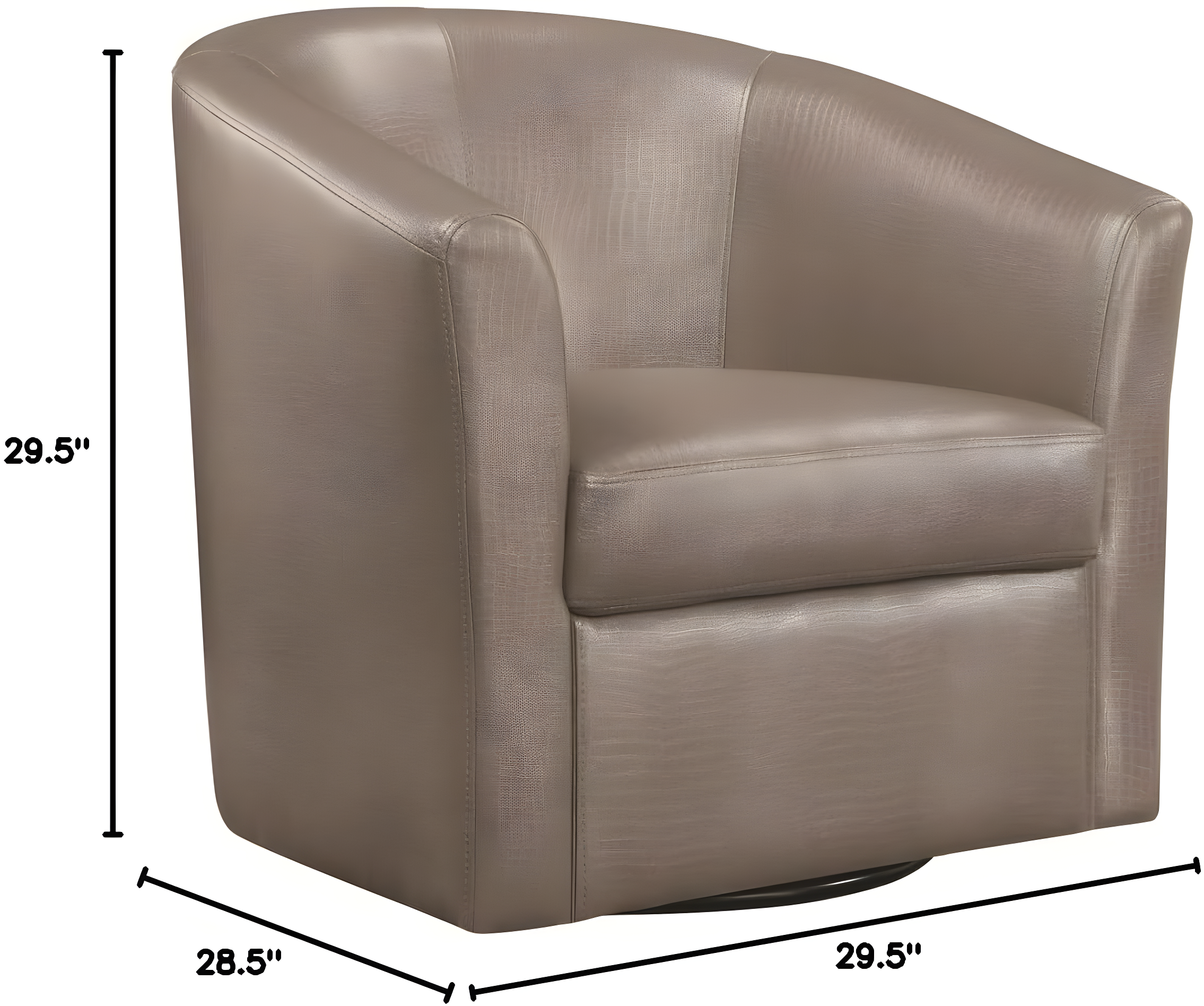 Coaster Contemporary Faux Leather Swivel Accent Chair in Gray