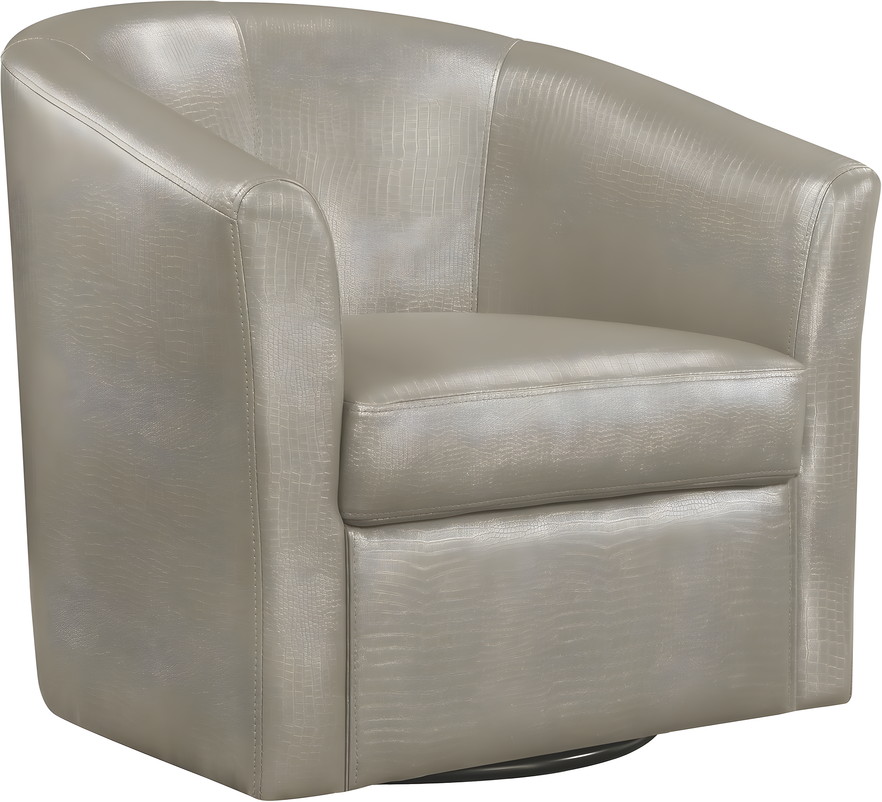 Coaster Contemporary Faux Leather Swivel Accent Chair in Gray