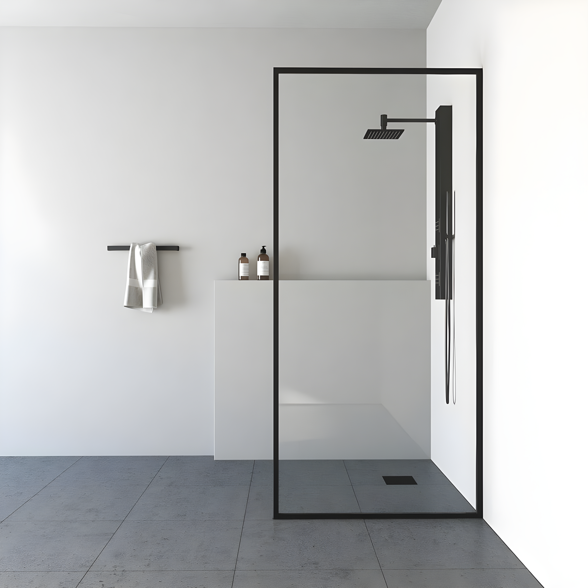 Meridian 34" W x 74" H Fixed Framed Shower Screen with 3/8" Glass
