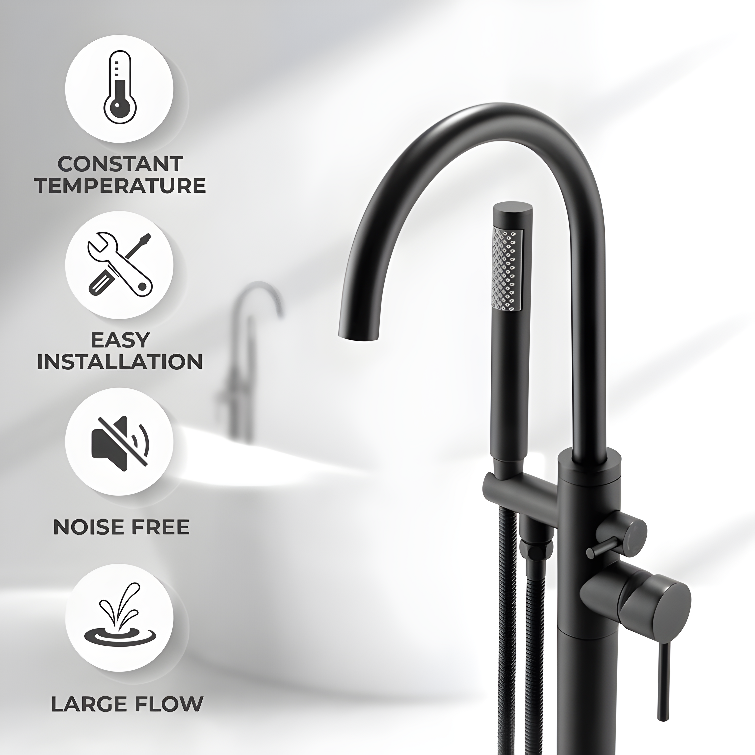 Double Handle Floor Mounted Freestanding Tub Filler