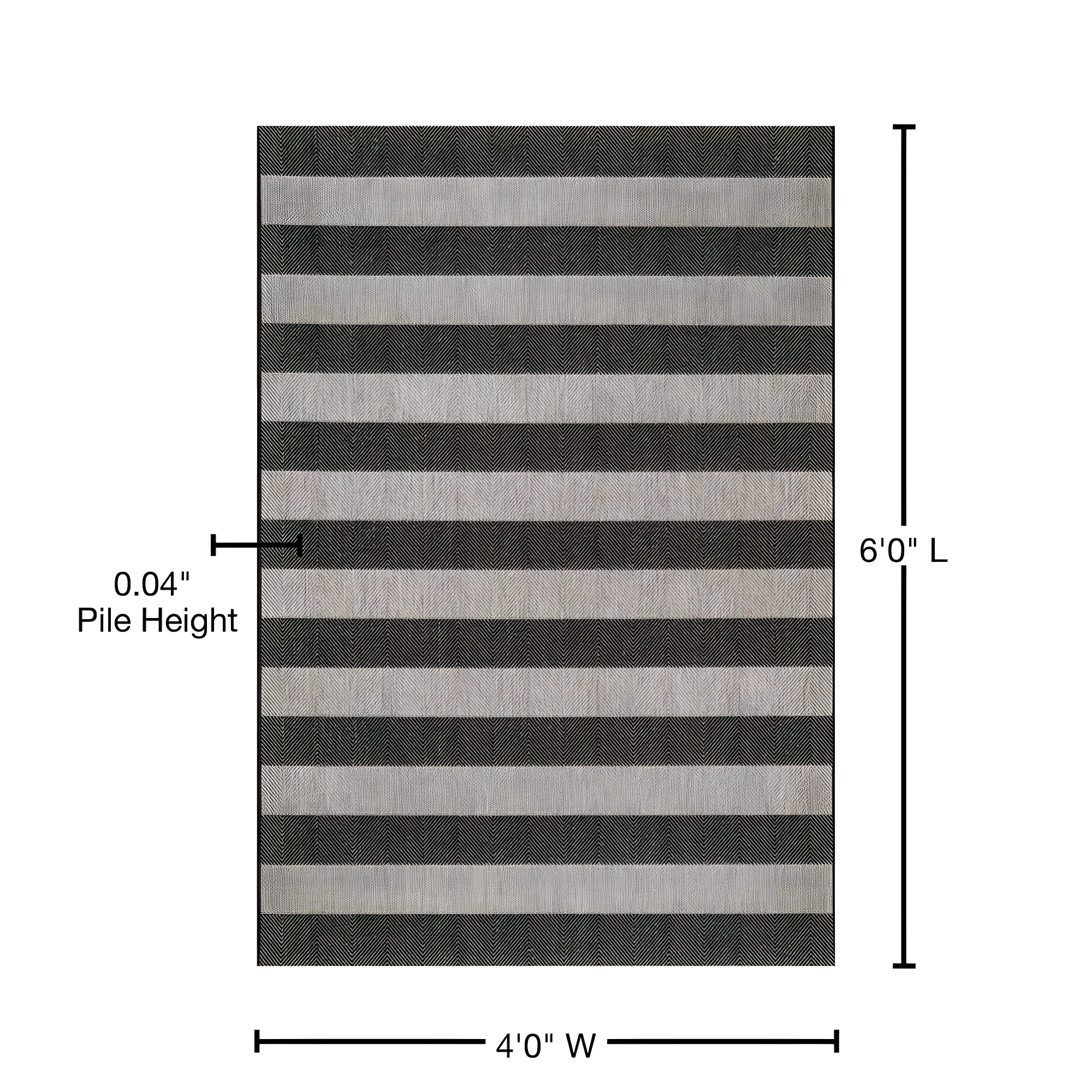 Nuloom Alexis Striped 4x6 Indoor/Outdoor Area Rug for Living Room Patio Deck Front Porch Kitchen, Black/Light Grey