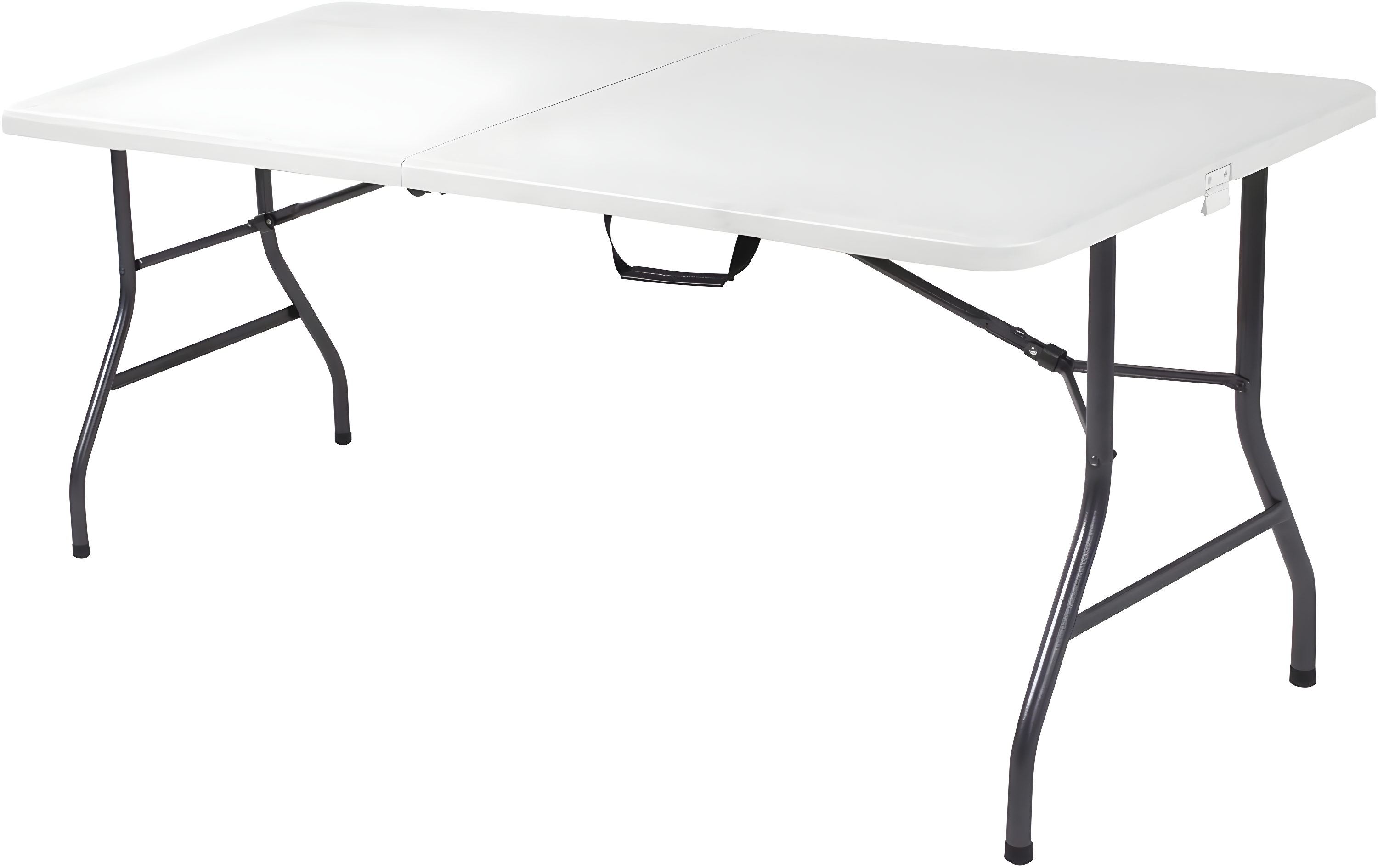 COSCO 6' Fold-in-Half Banquet Table with Handle and Locking Latch, White