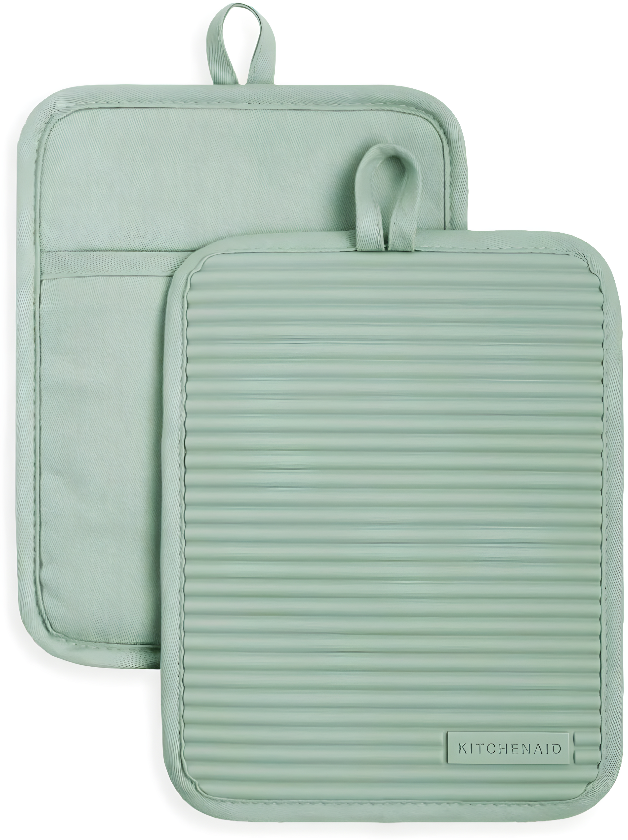 KitchenAid Pistachio Ribbed Soft Silicone Pot Holders, Set of 2