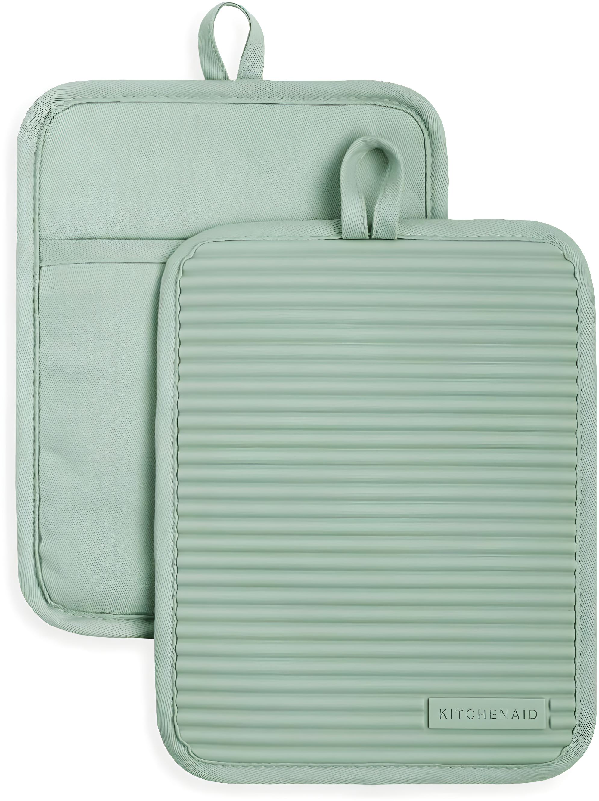 KitchenAid Pistachio Ribbed Soft Silicone Pot Holders, Set of 2