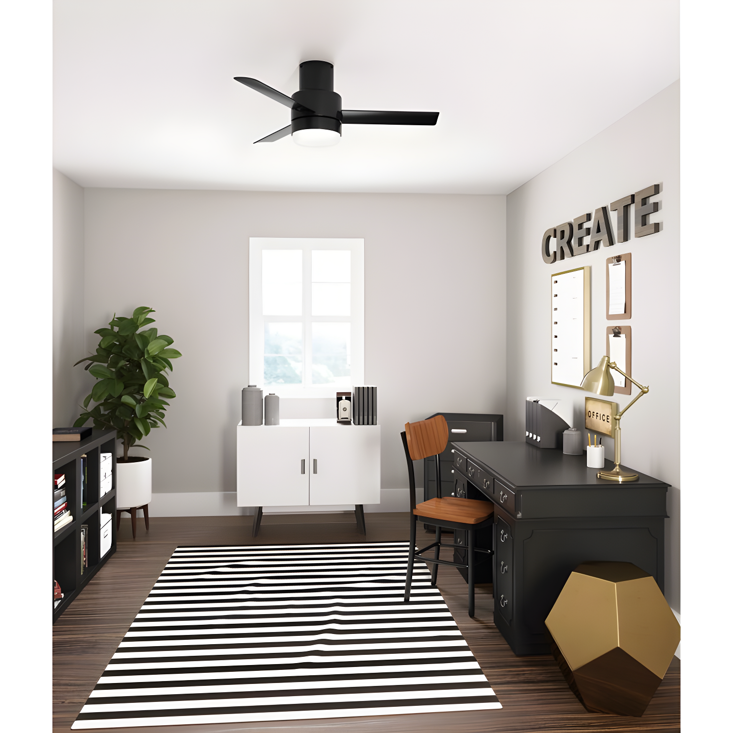 44" Gilmour 3 - Blade Outdoor Flush Mount Ceiling Fan with Remote Control and Light Kit Included