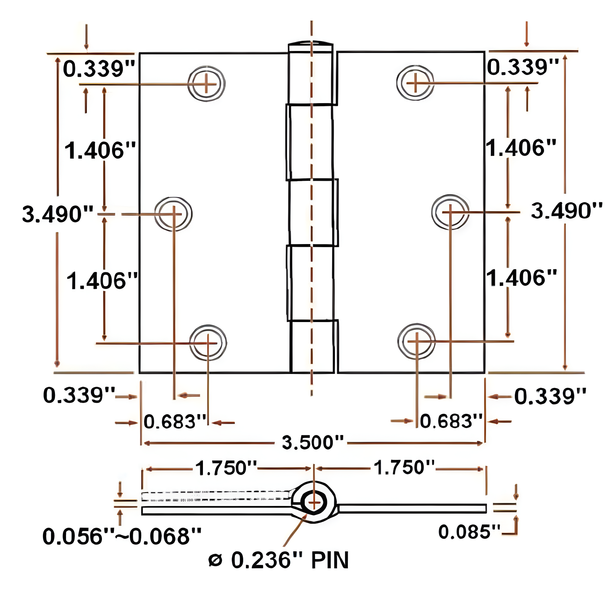Design House 3-1/2 in. Butt Bearing 10 Door Hinges (Set of 10)