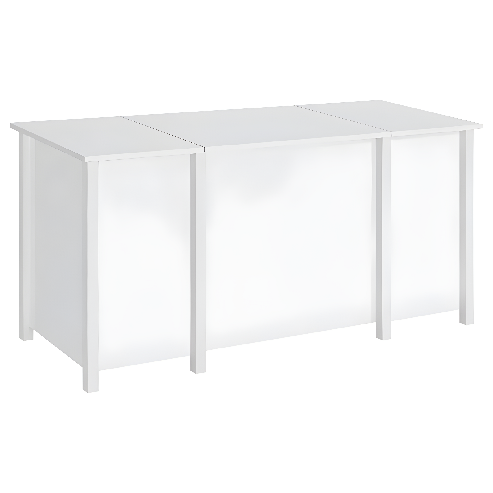 Dylan 4 Drawer Standing Office Desk with Cabinet White High Gloss - Coaster: Lift Top, Ergonomic Design, Brushed Zinc Handles