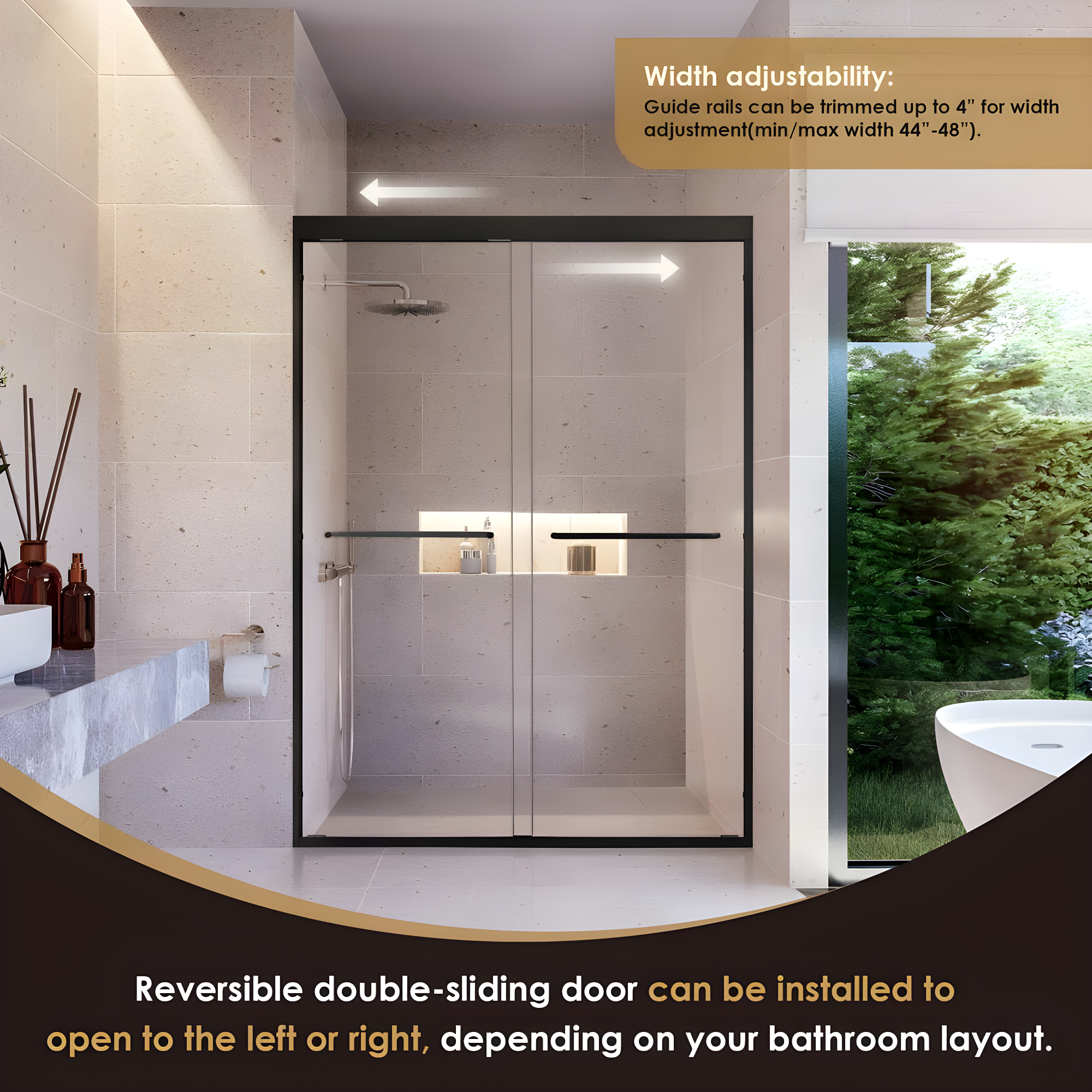 Ennis 48" W x 76" H By Pass Framed Shower Door with Clear Glass