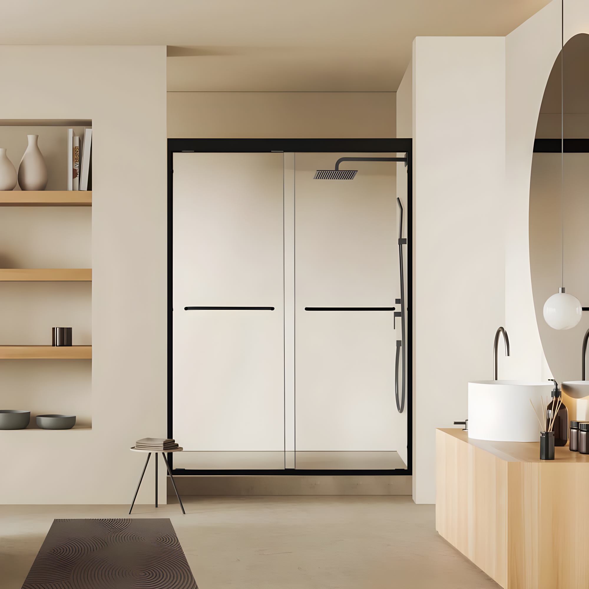 Ennis 48" W x 76" H By Pass Framed Shower Door with Clear Glass