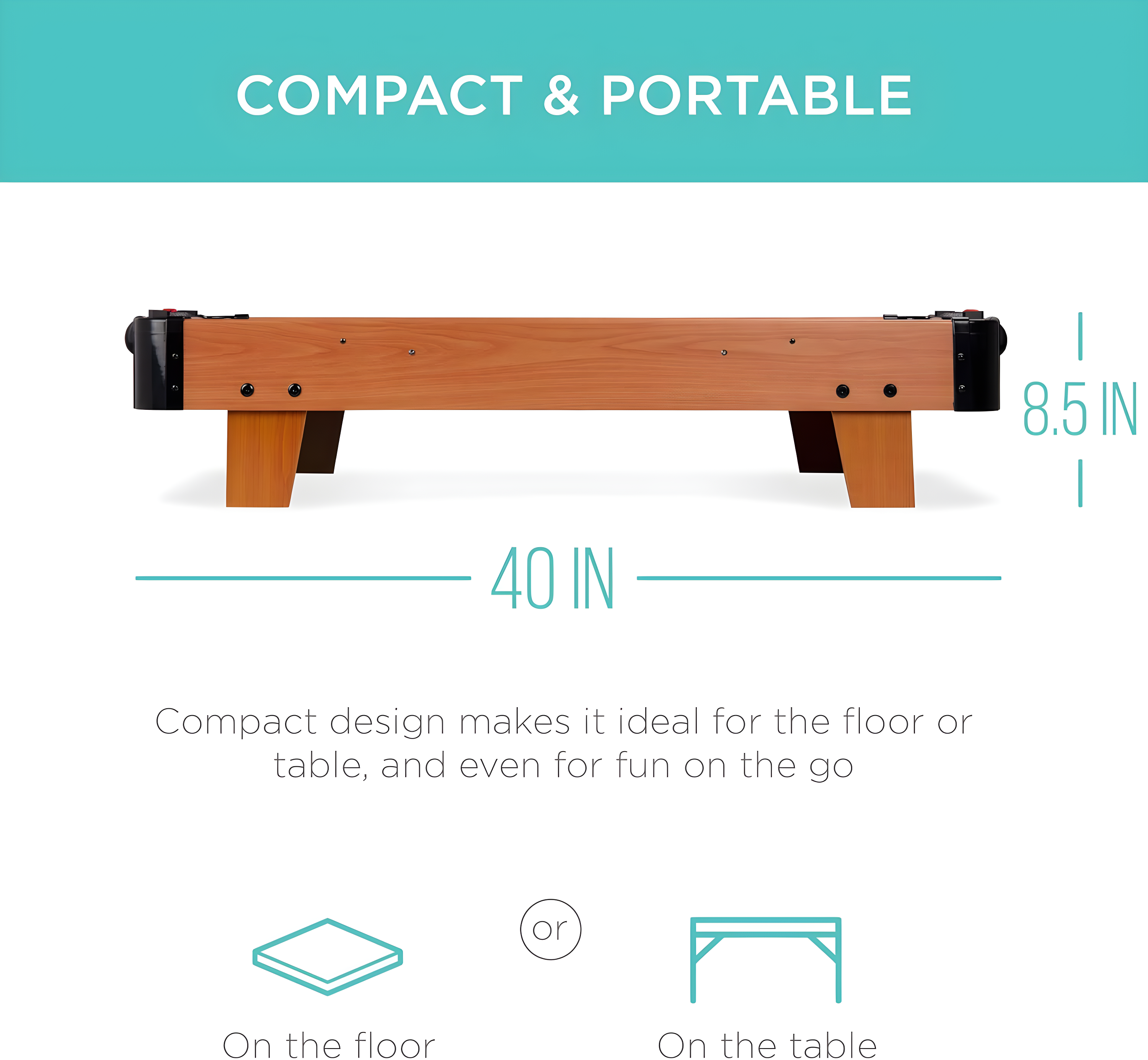 Best Choice Products 40in Air Hockey Arcade Table w/ 100V Motor, Electric Fan, 2 Strikers, 2 Pucks - Light Brown