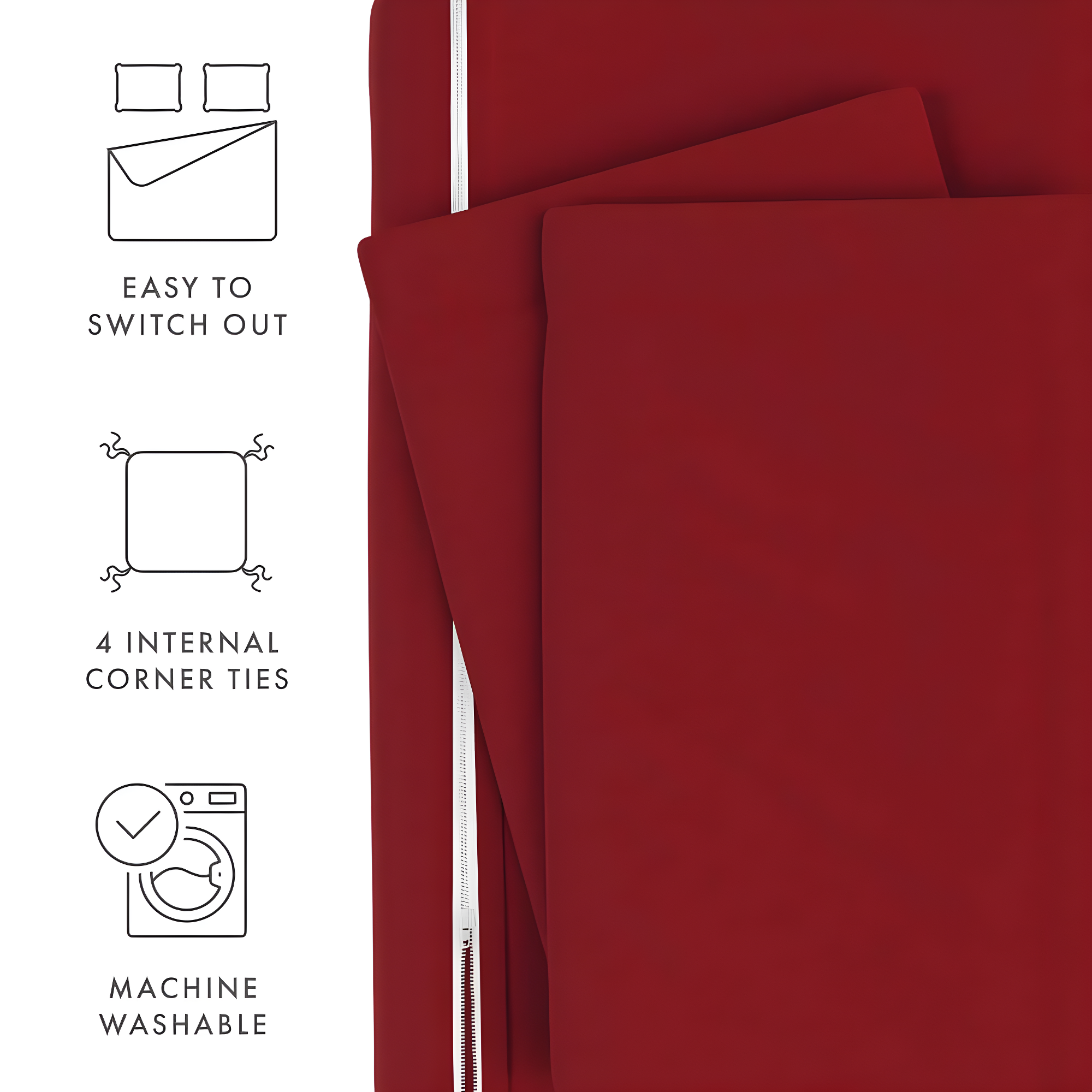 Duvet Cover Soft Microfiber Full/Queen Size 3 Pieces Bedding Sets with 1 Duvet Cover and 2 Pillow Shams, Solid Color Simple Style Bedding Set