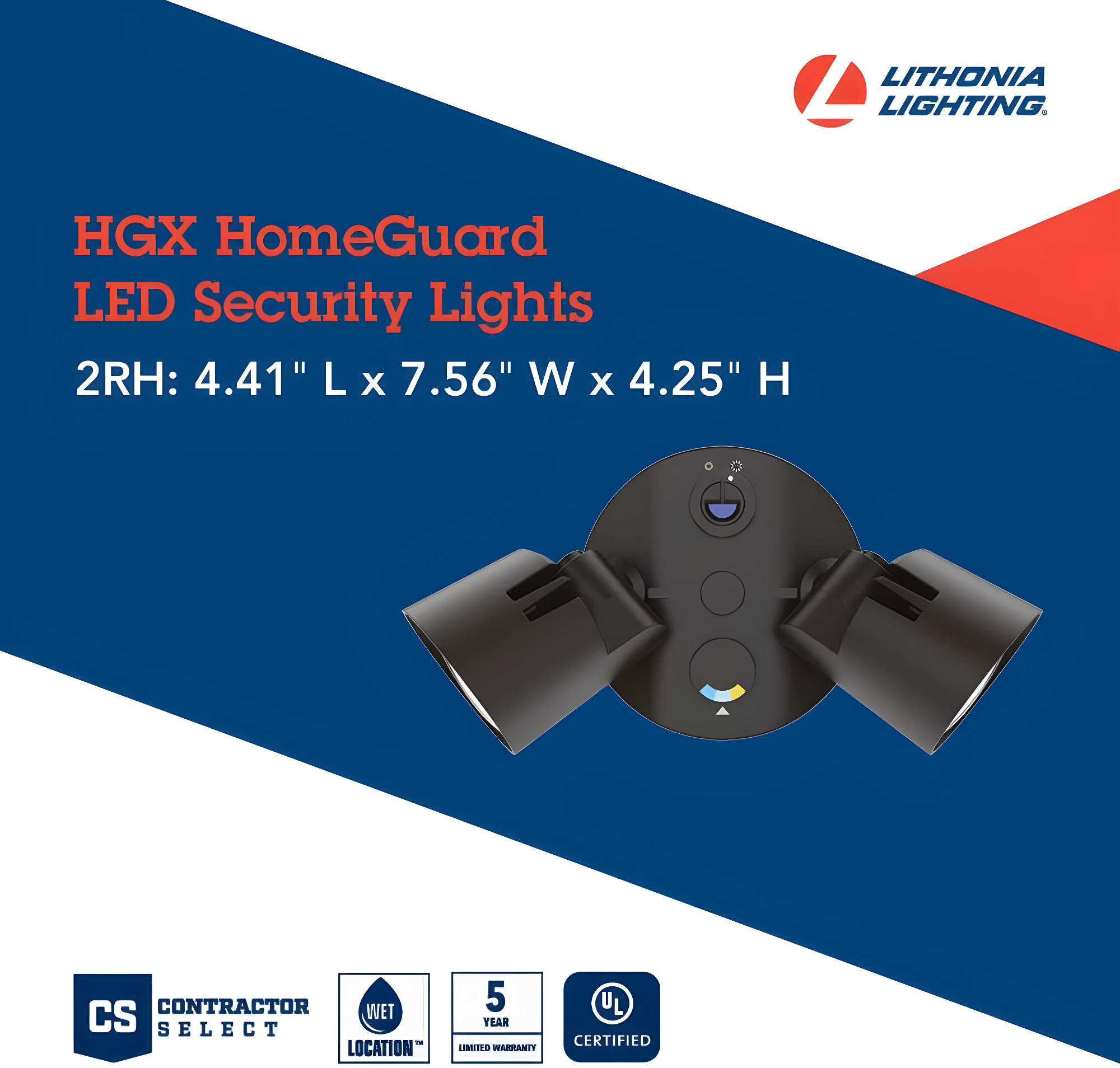 2 - Head Hardwired Dusk to Dawn Outdoor Security Flood Light with Motion Sensor