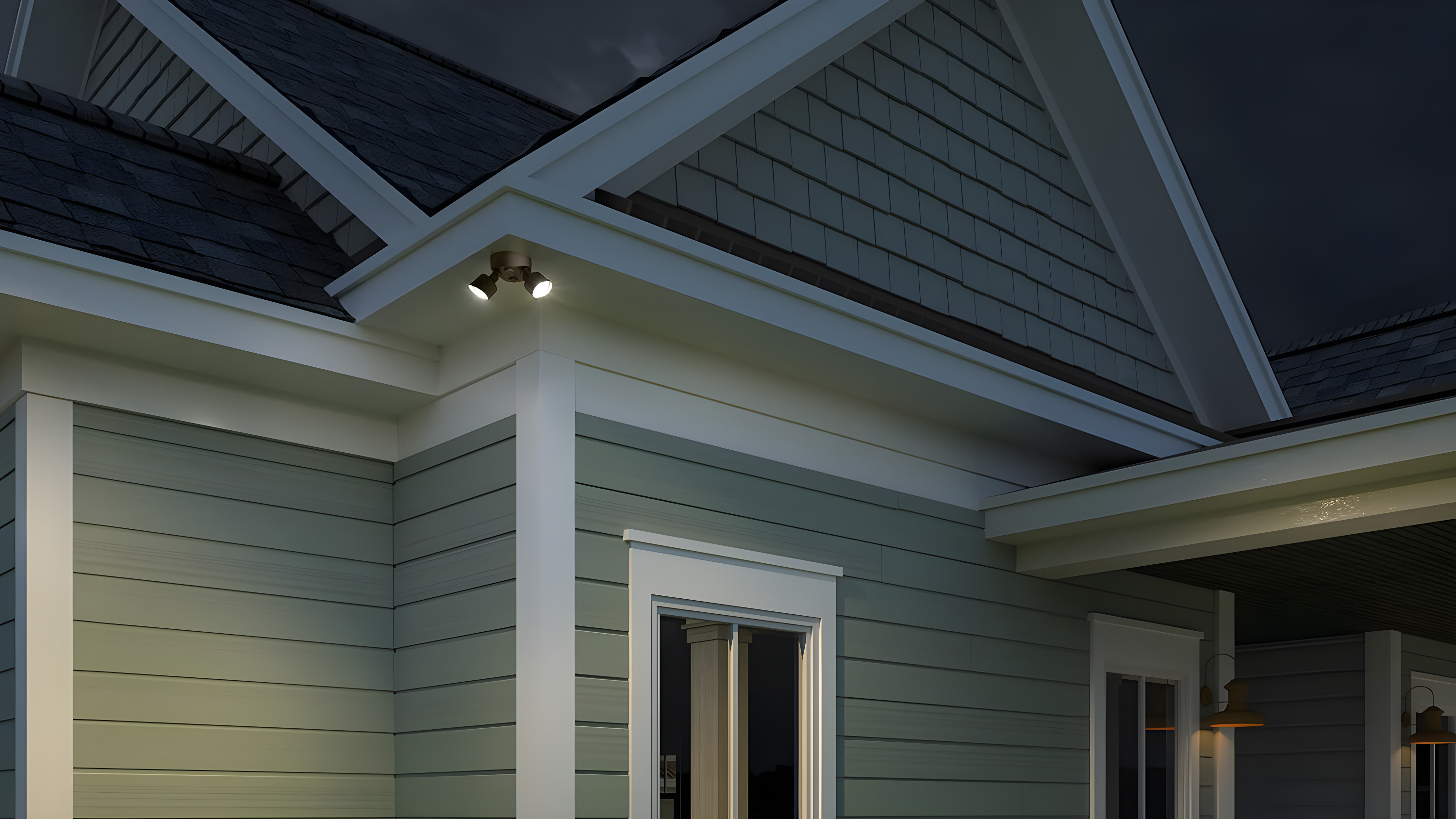 2 - Head Hardwired Dusk to Dawn Outdoor Security Flood Light with Motion Sensor