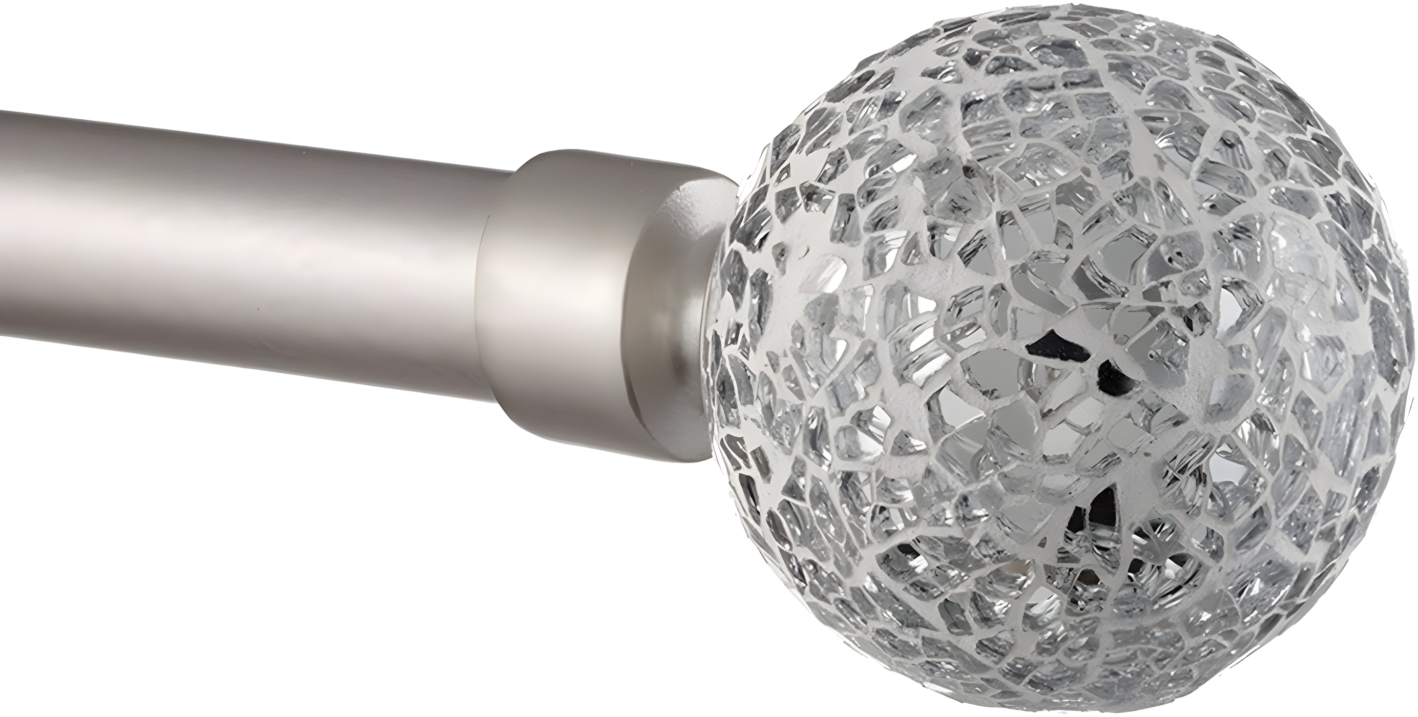 Exclusive Home 66"-120" White Mosaic Curtain Rod - Matte Silver: Adjustable Iron Rod, Ball Finial, 25lb Capacity