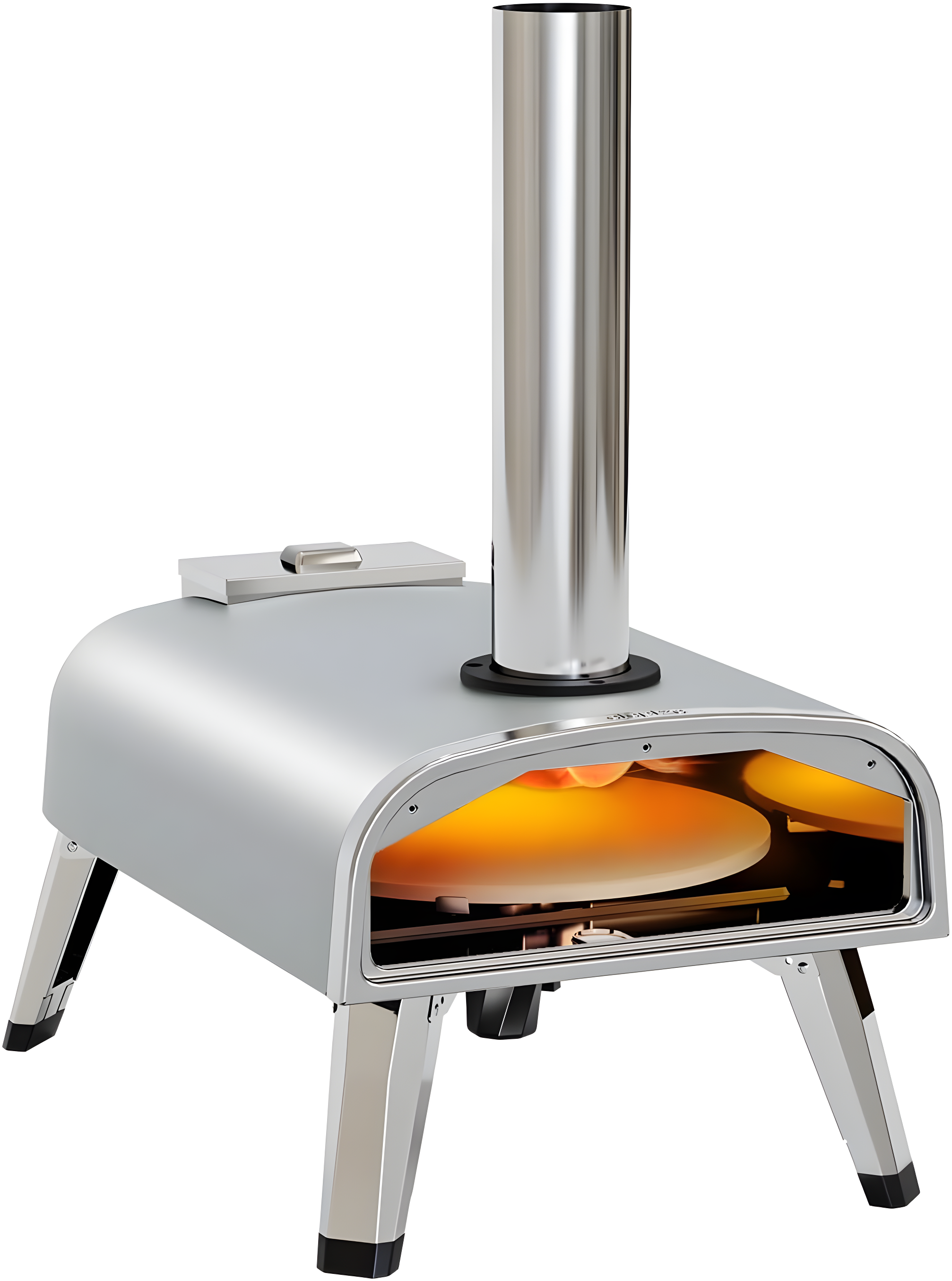 Pizza Oven Outdoor 12" Wood Fired Pizza Ovens Pellet Pizza Stove for Outside, Portable Stainless Steel Pizza Oven for Backyard Pizza Maker Portable Mobile Outdoor Kitchen (Swivel Grey)