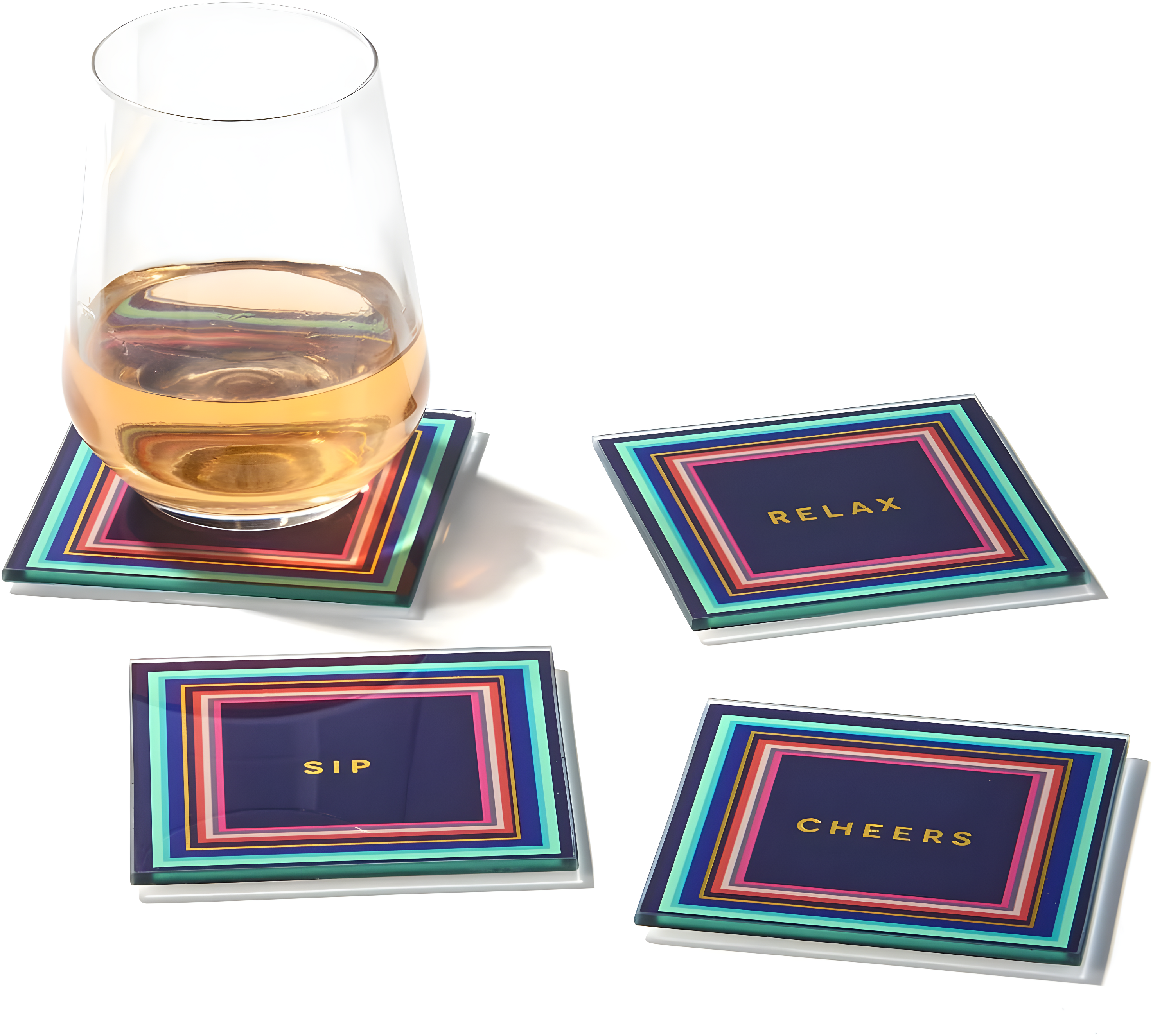 Glass Square 4 Piece Coaster Set