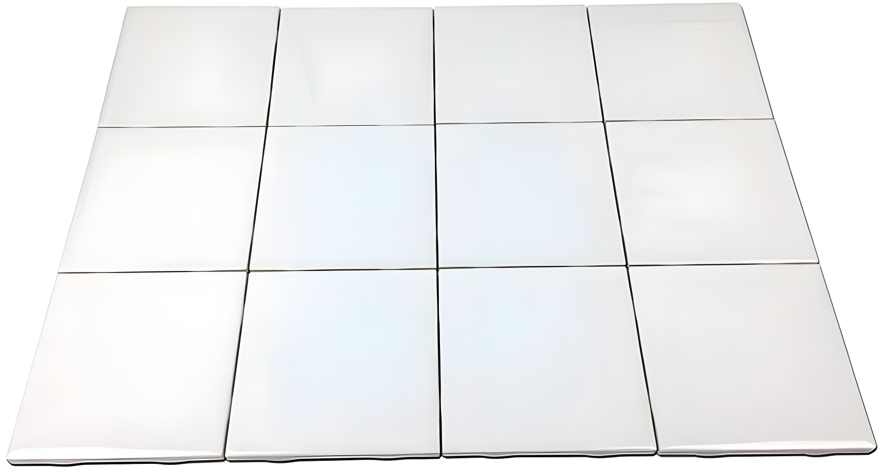 Set of 12 Glossy White Ceramic Tiles for Arts & Crafts by Squarefeet Depot Genuine Made in USA (4.25"x4.25")