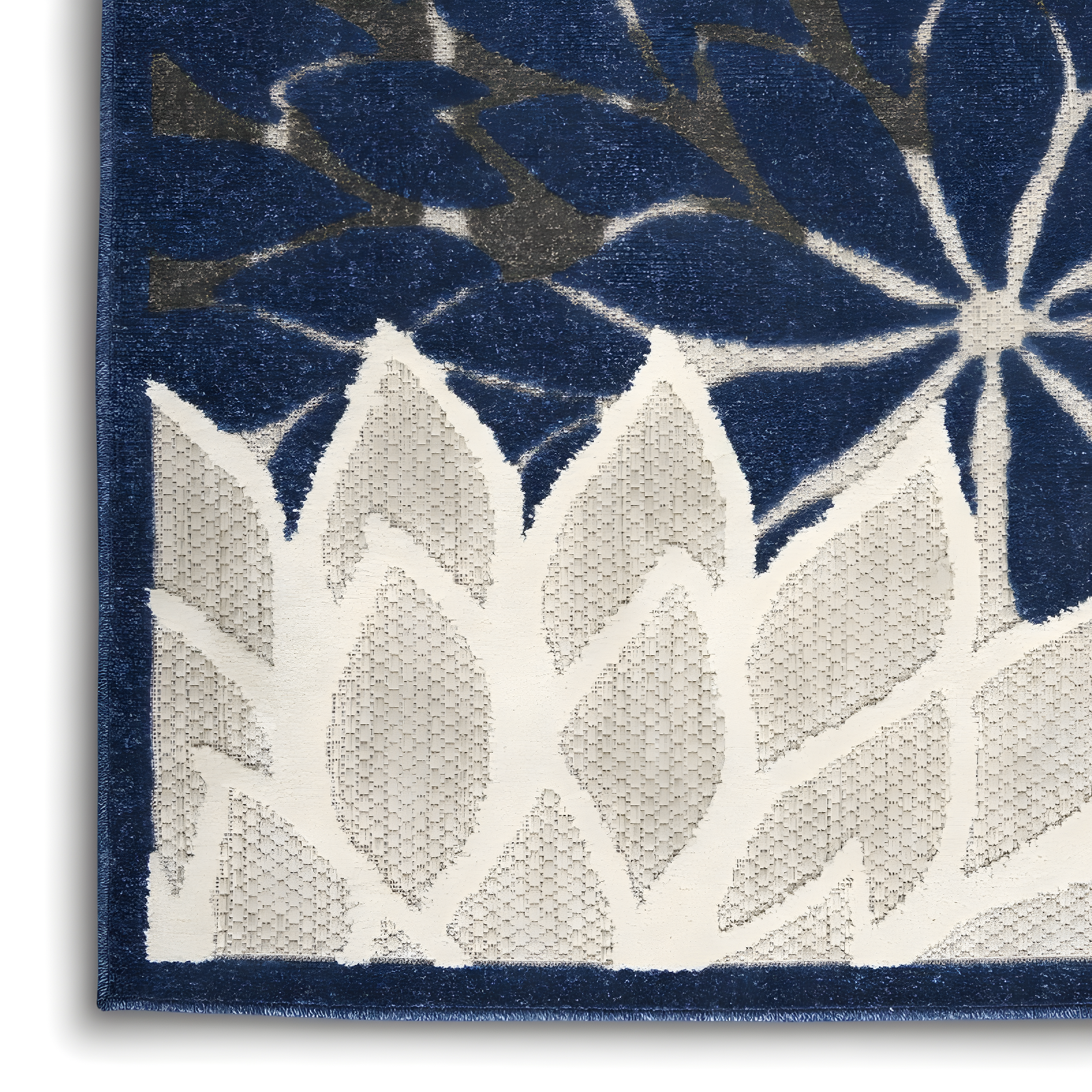Nourison Aloha Floral Bloom Flatweave High-Low Indoor Outdoor Area Rug Blue/Multicolor 3'6" x 5'6"