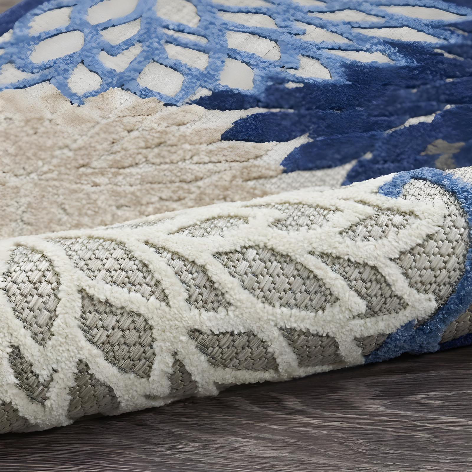 Nourison Aloha Floral Bloom Flatweave High-Low Indoor Outdoor Area Rug Blue/Multicolor 3'6" x 5'6"