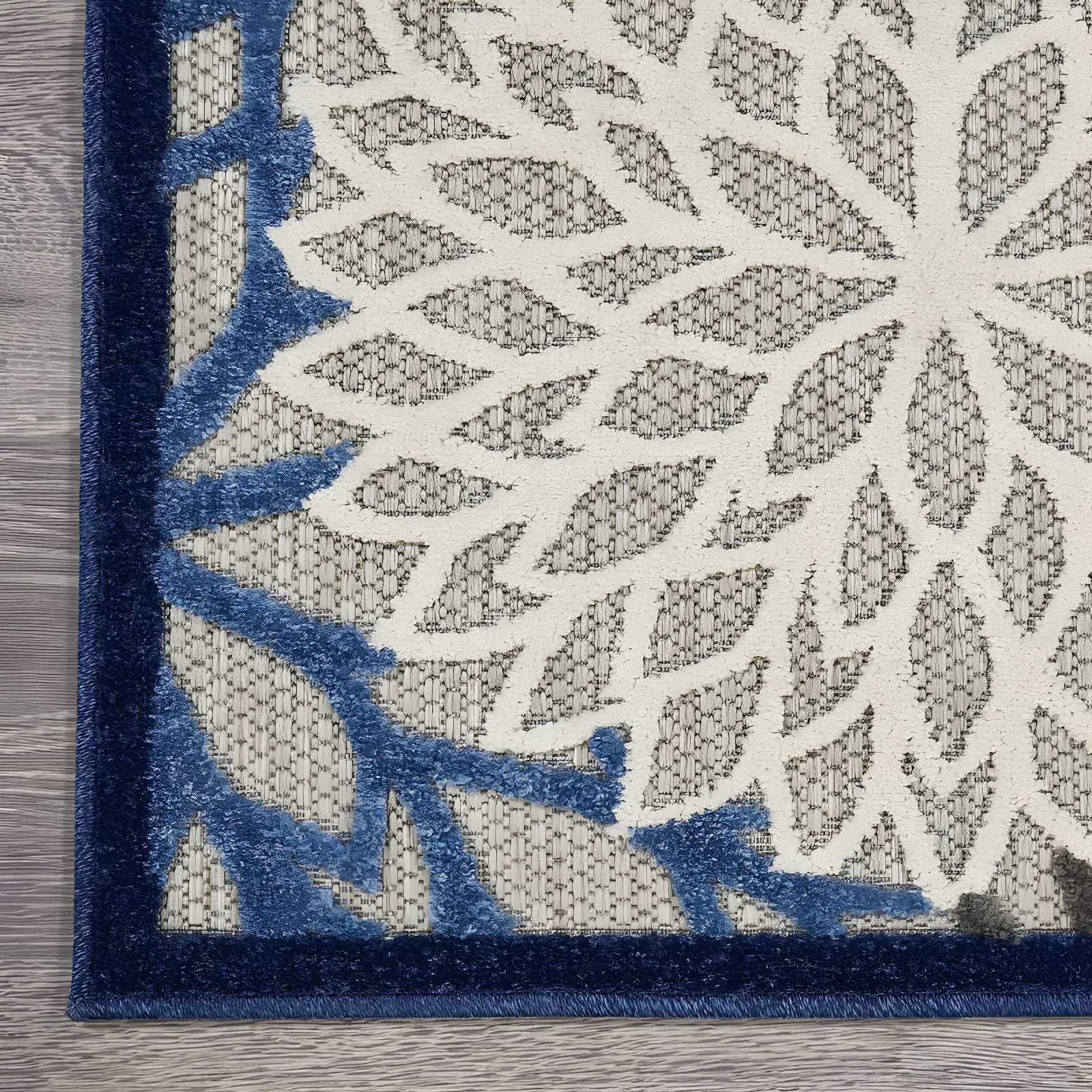 Nourison Aloha Floral Bloom Flatweave High-Low Indoor Outdoor Area Rug Blue/Multicolor 3'6" x 5'6"
