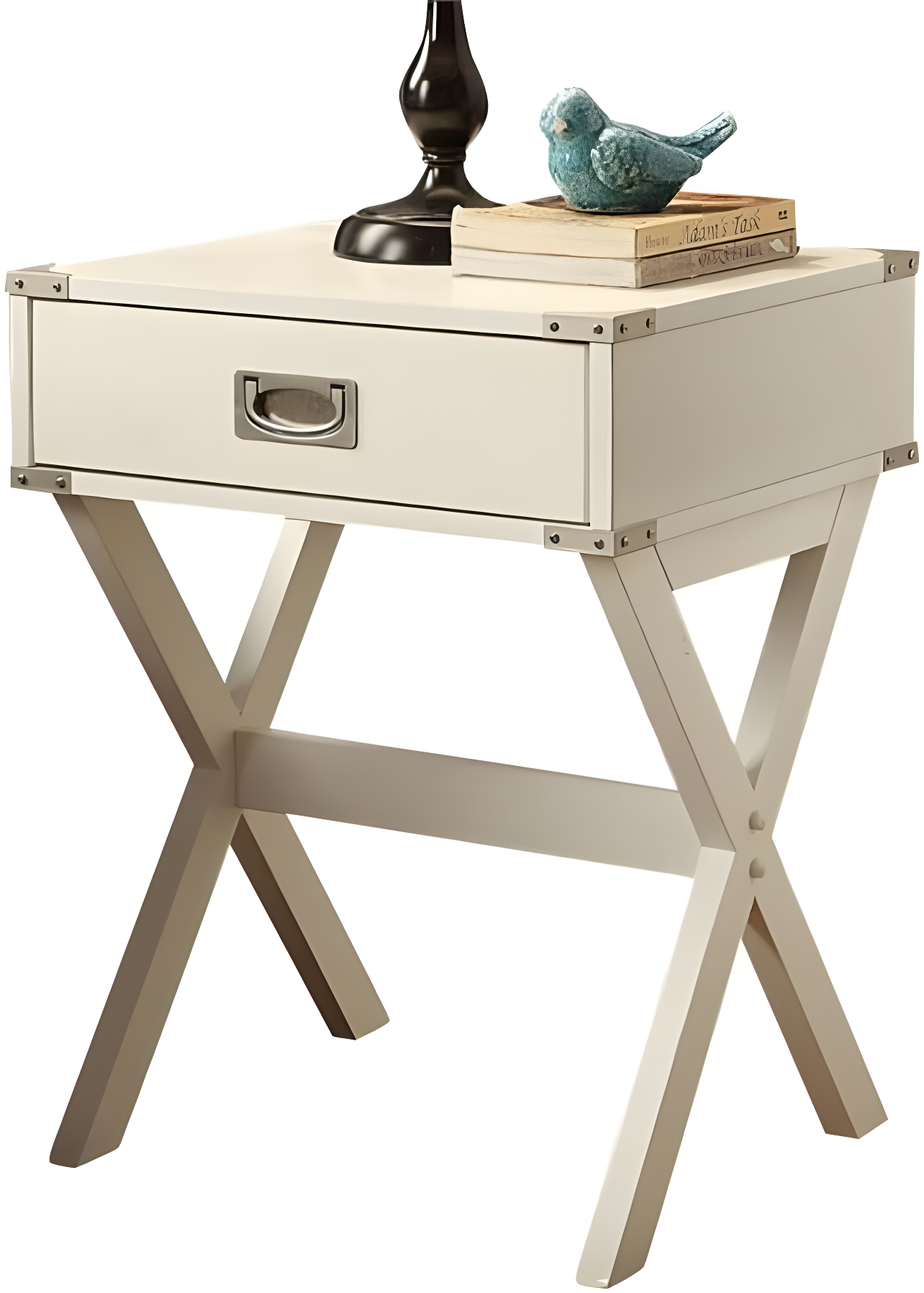 Hassch Rustic Nightstand Wood End Table Side Table with 1 Storage Drawers, White