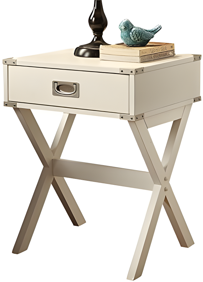 Hassch Rustic Nightstand Wood End Table Side Table with 1 Storage Drawers, White