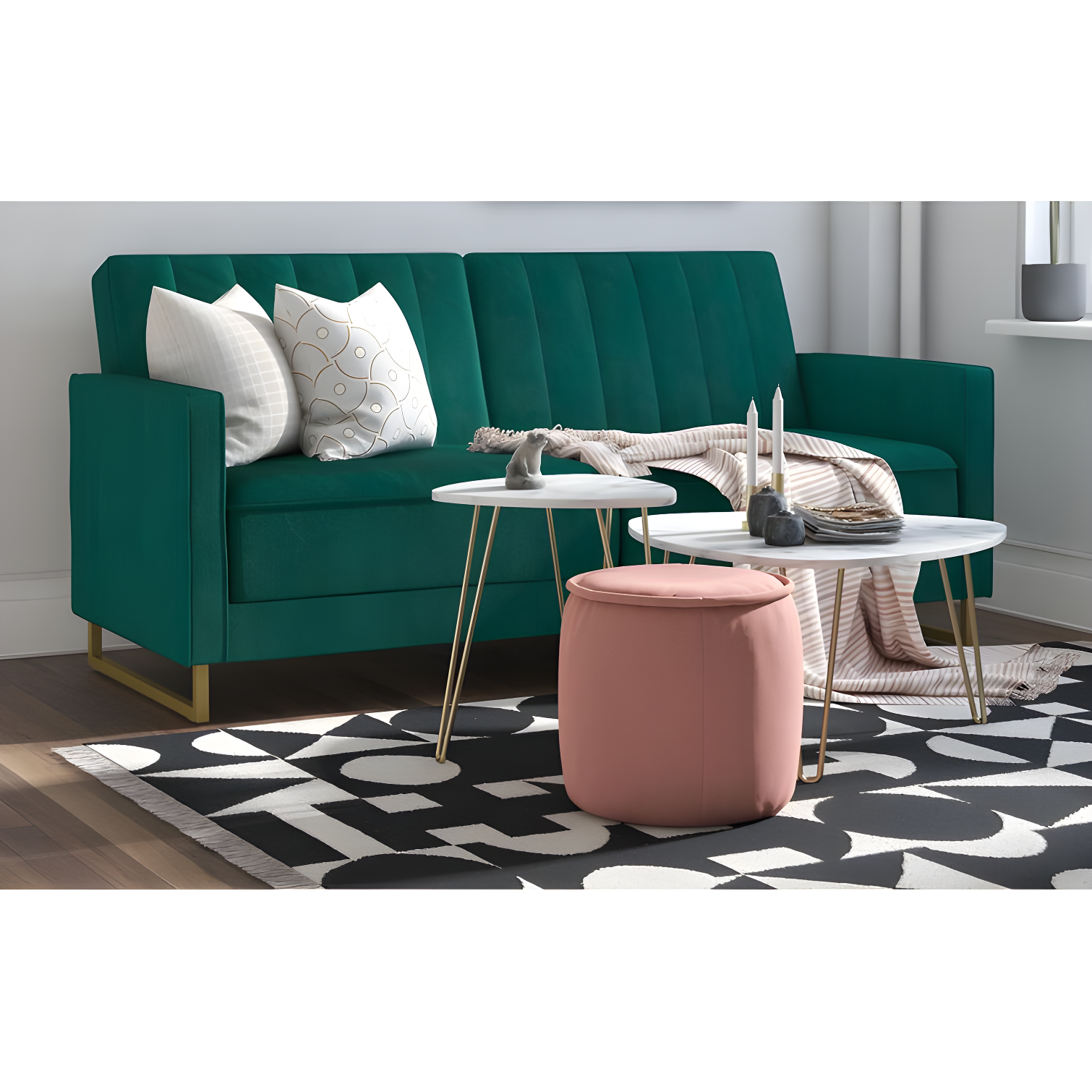 Skylar Full / Double 77'' Velvet Tufted Convertible Sofa