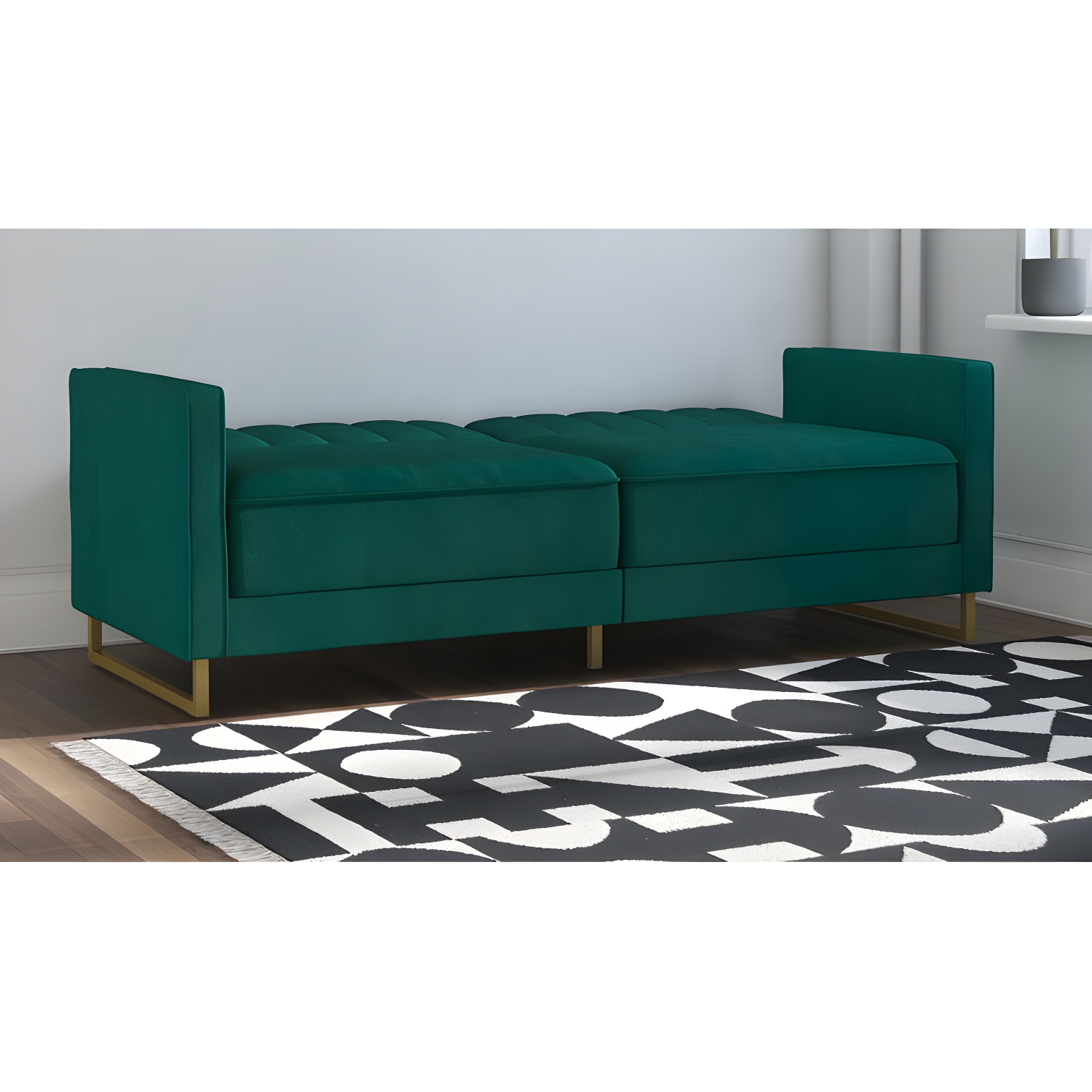 Skylar Full / Double 77'' Velvet Tufted Convertible Sofa