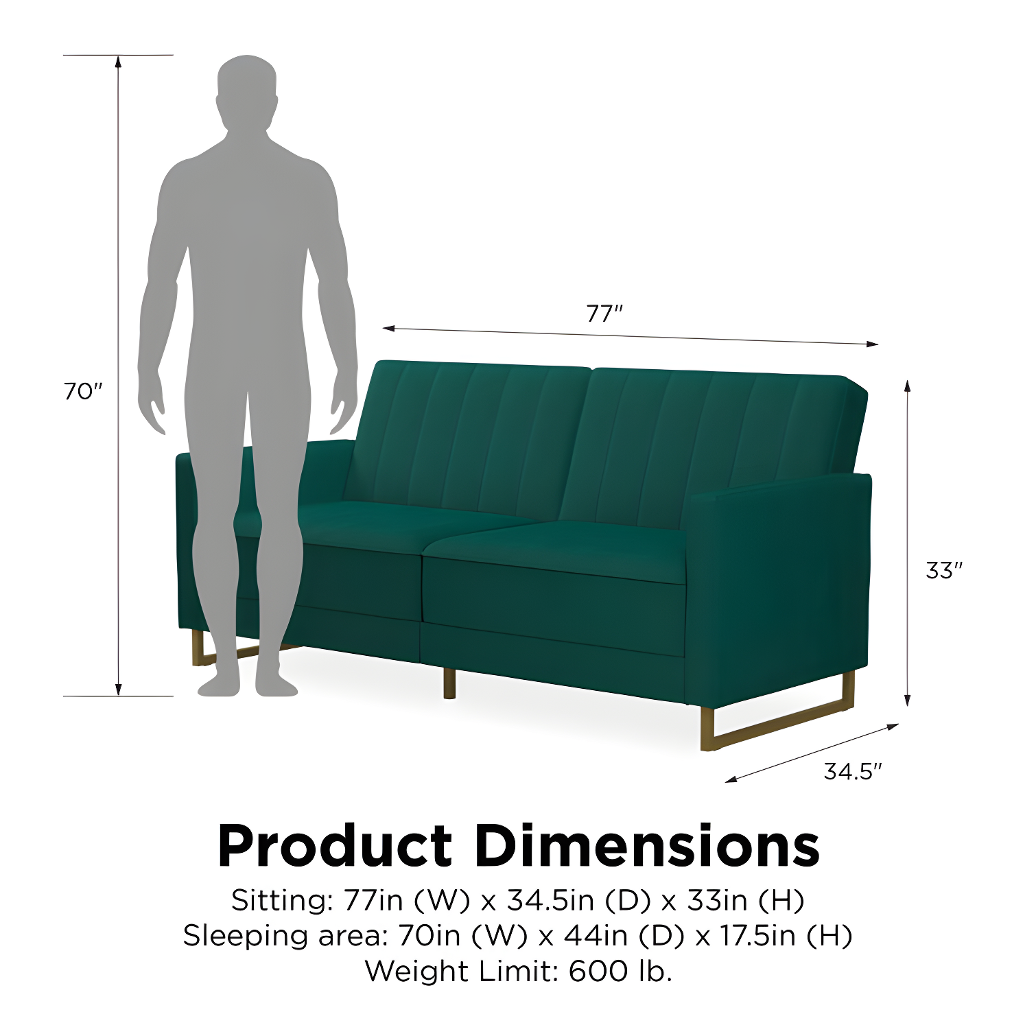Skylar Full / Double 77'' Velvet Tufted Convertible Sofa