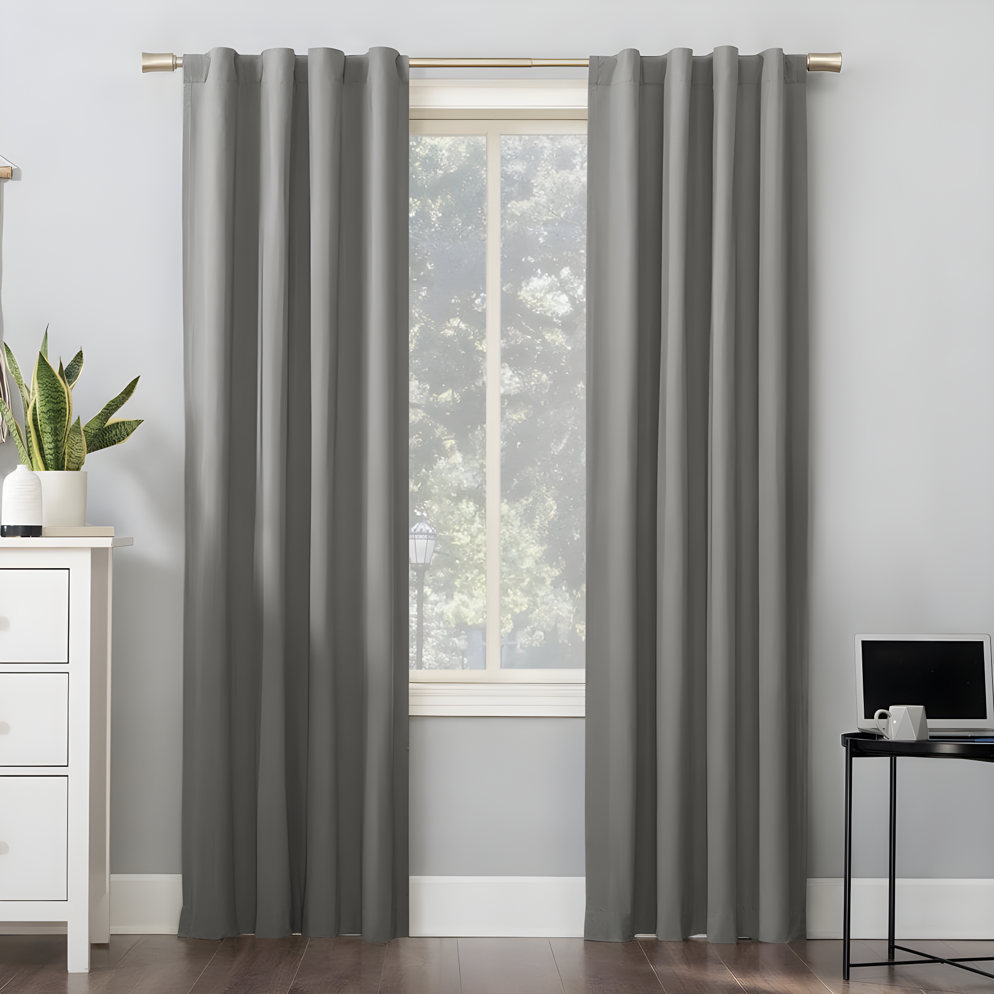 40"x96" Sun Zero 100% Blackout Cyrus Thermal Back Tab Curtain Panel Gray: Modern Indoor Polyester Drapery