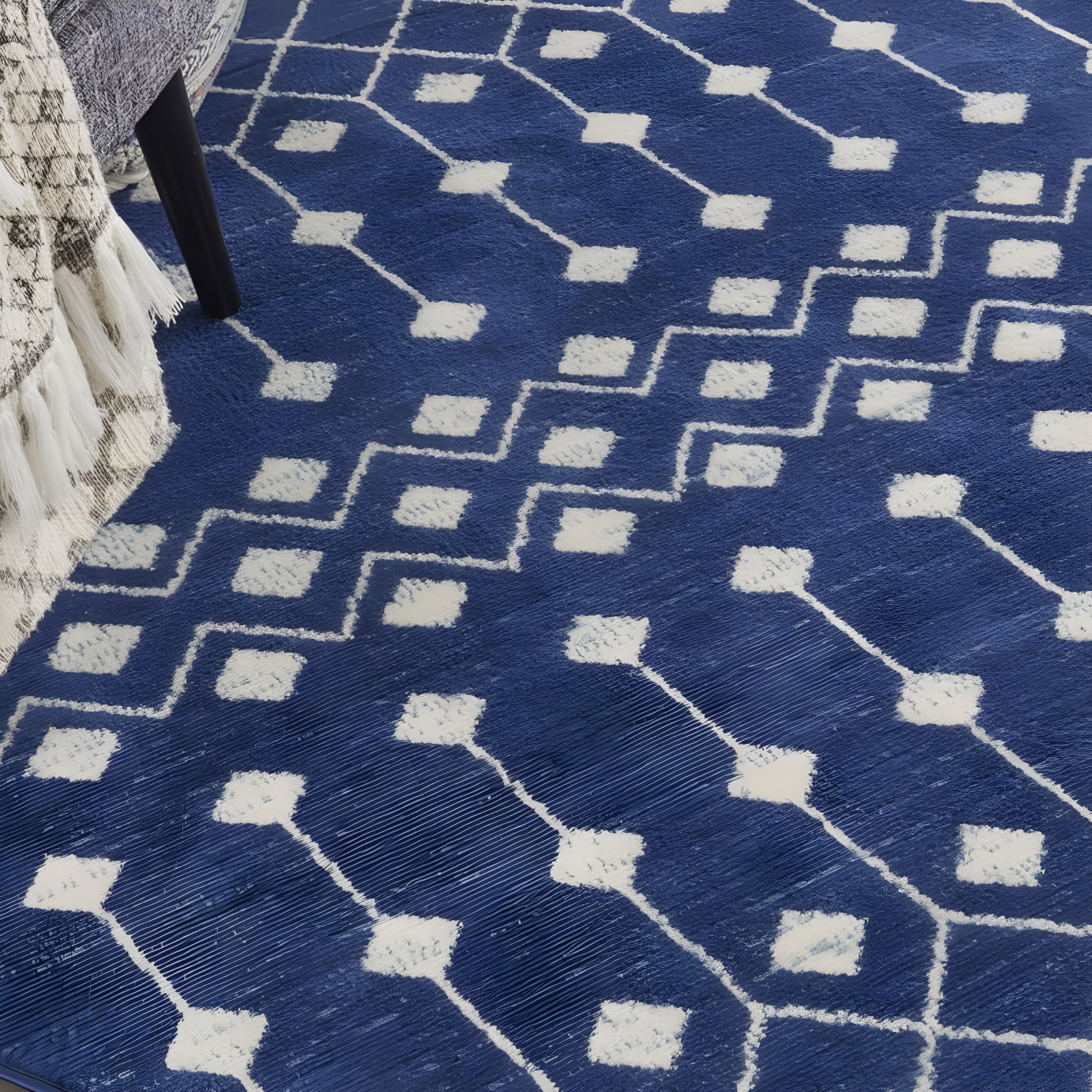 Nourison Grafix GRF37 Indoor Area Rug Navy 5'3" x ROUND