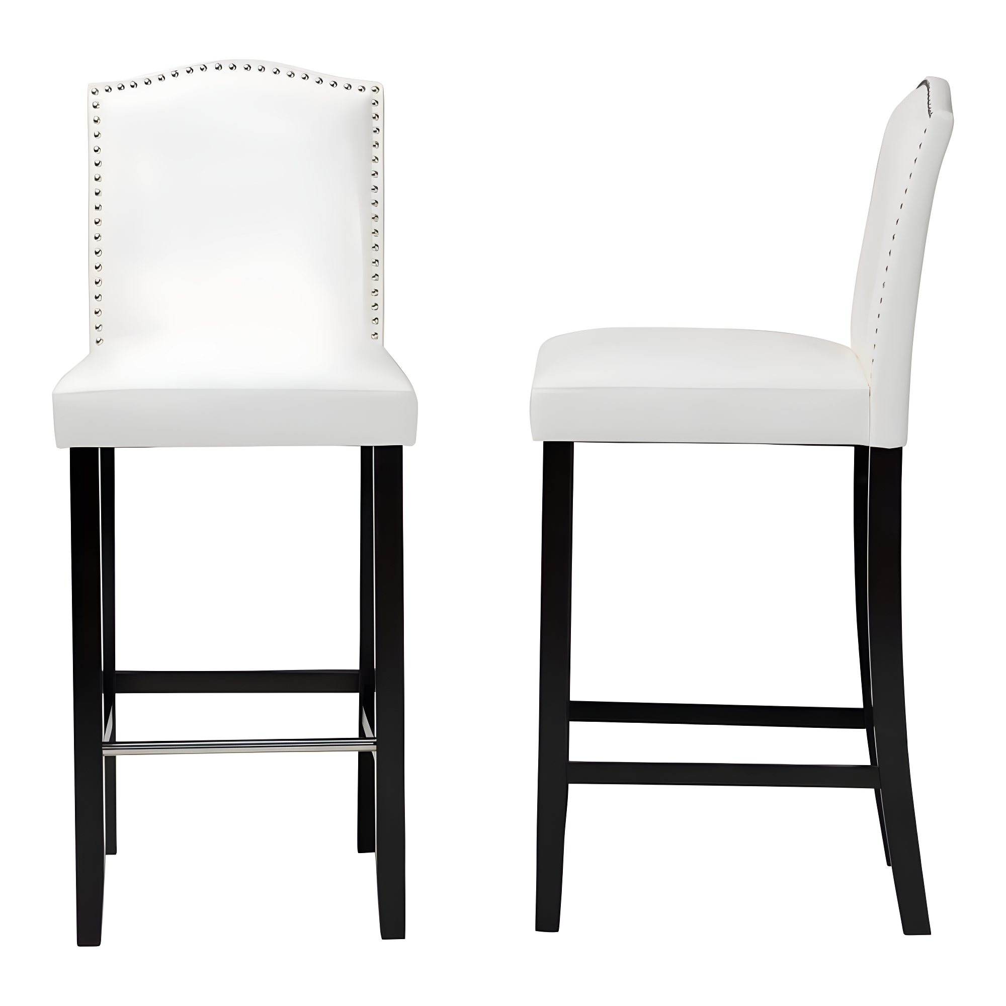 Baxton Studio Libra White Modern Bar Stool with Nail Head Trim (Set of 2)