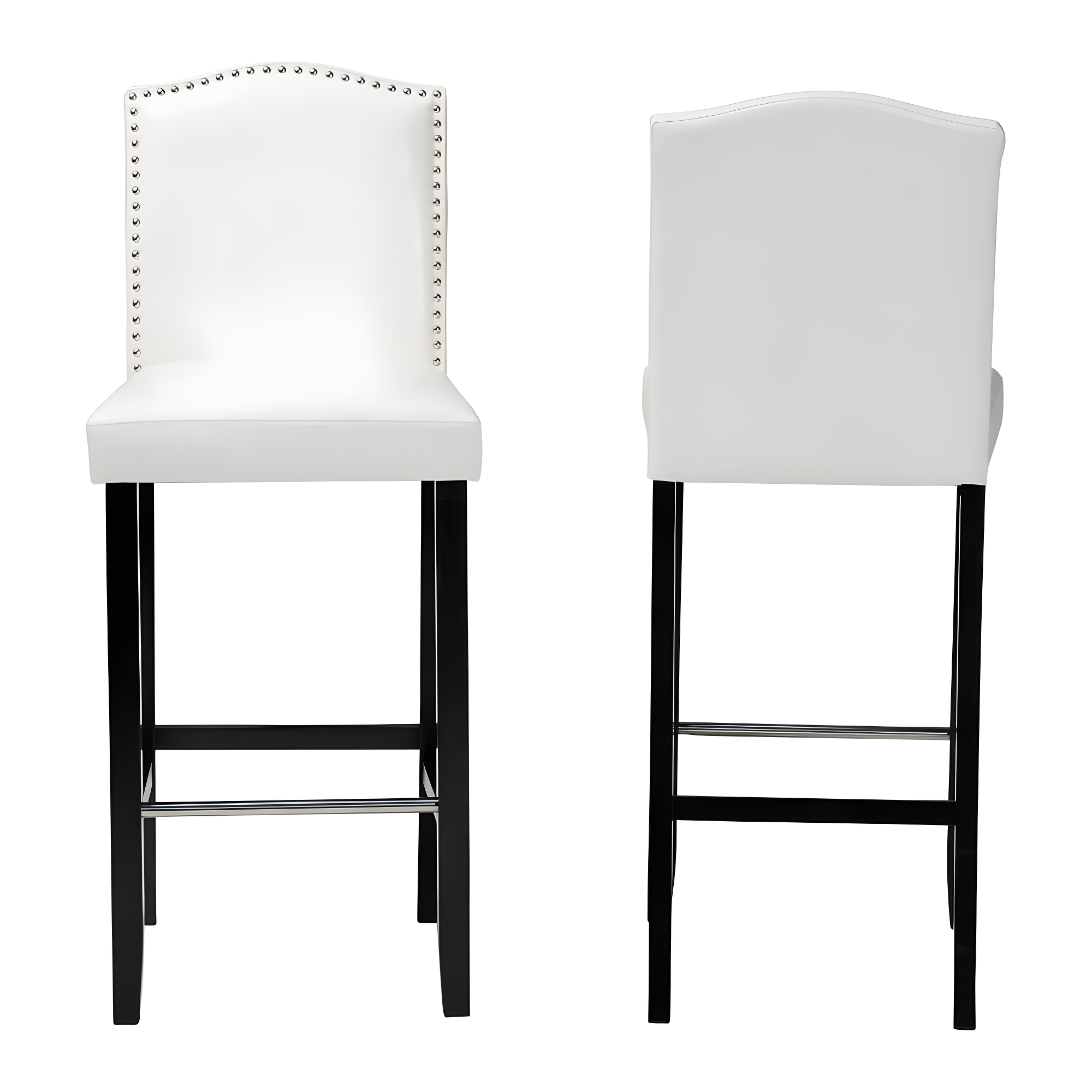 Baxton Studio Libra White Modern Bar Stool with Nail Head Trim (Set of 2)