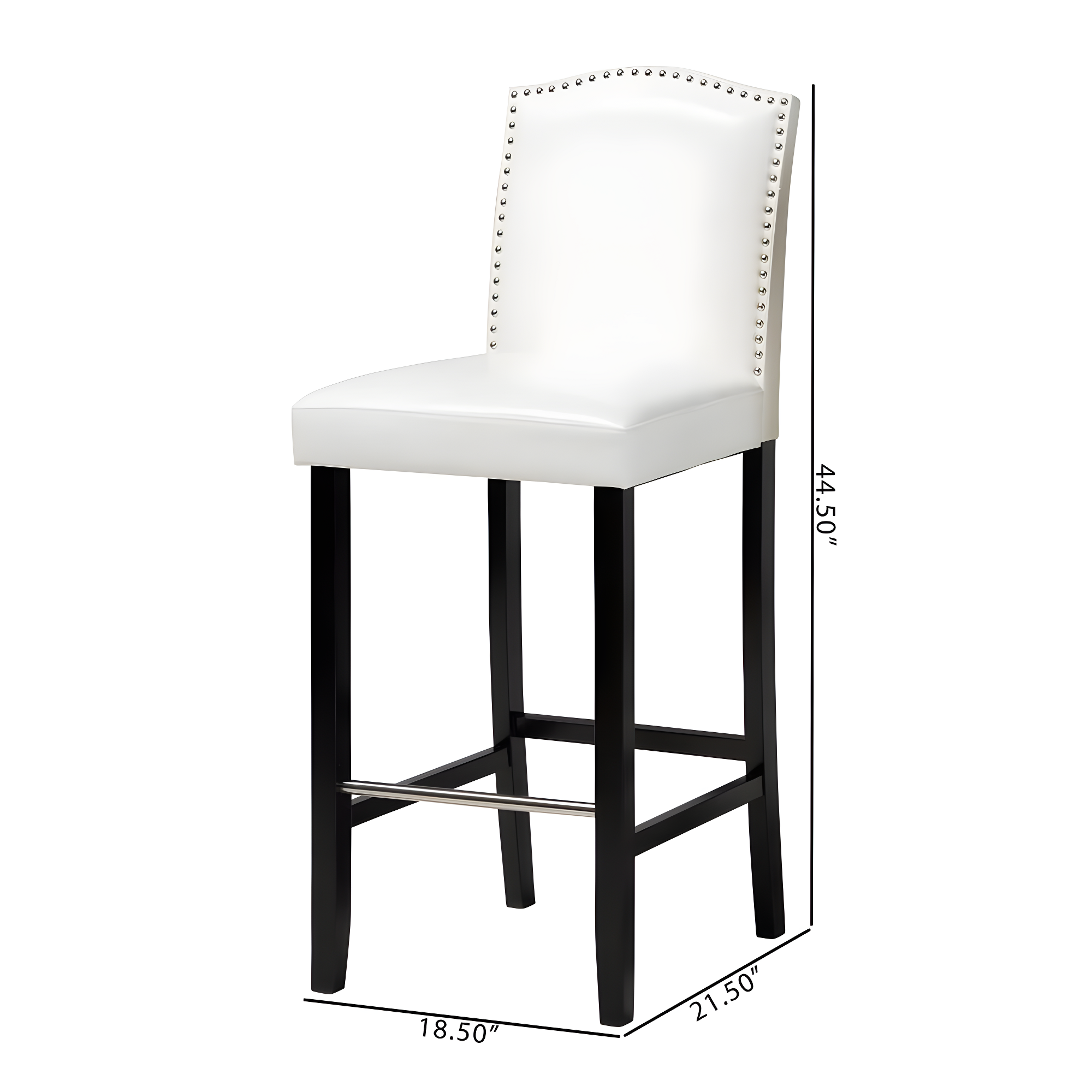 Baxton Studio Libra White Modern Bar Stool with Nail Head Trim (Set of 2)