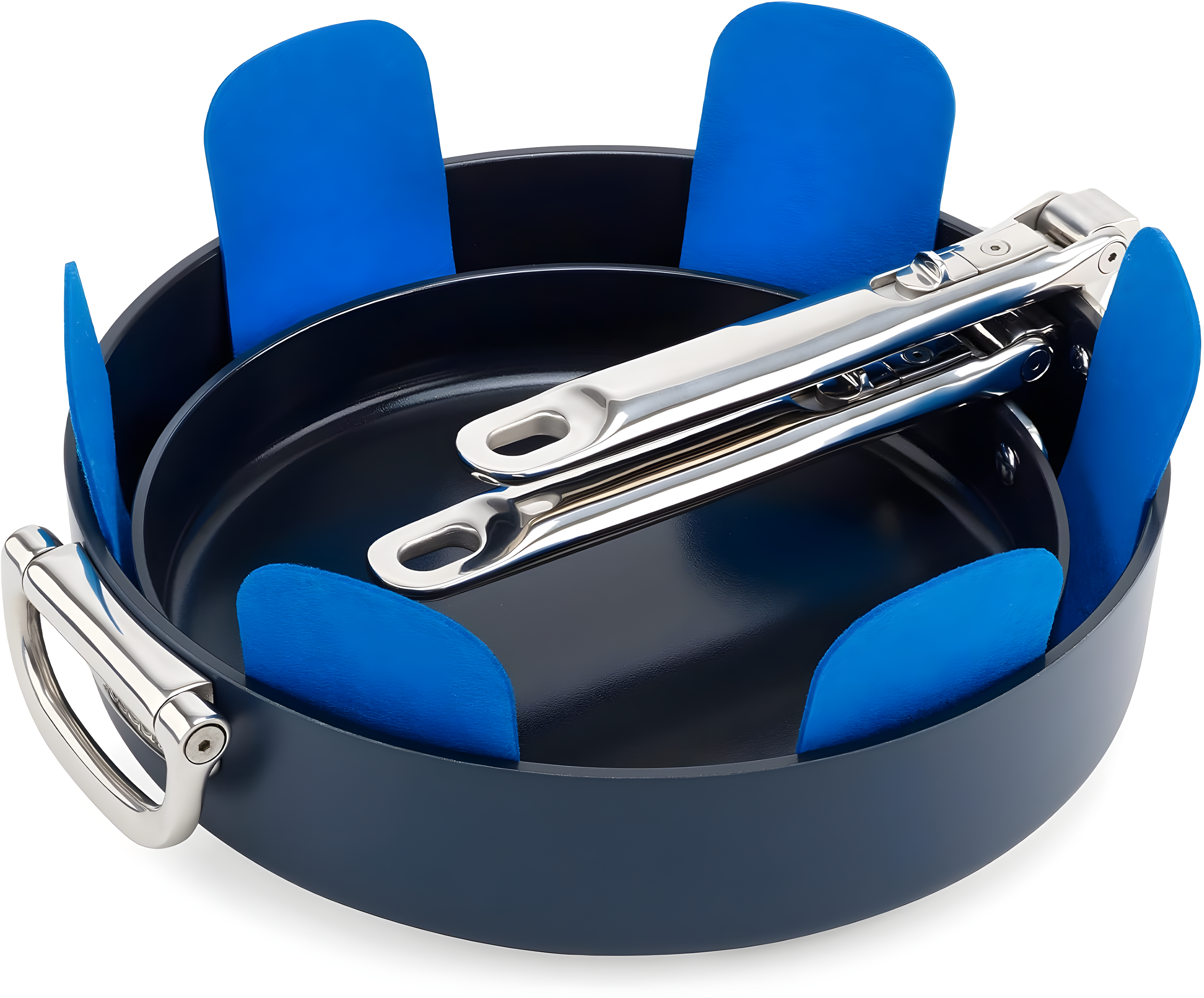 Joseph Joseph Space 3-Piece Felt pan Protector Set, Anti-Scratch Pot dividers, Stacking pan Protectors - Midnight Blue