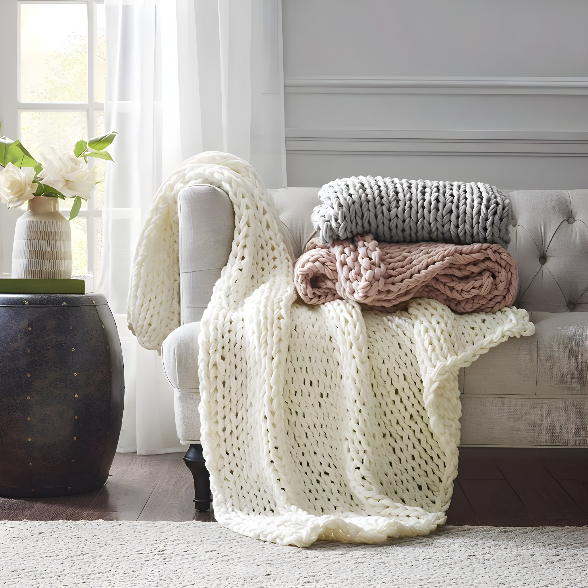 Kelly Clarkson Home Madison Hand Made Chunky Double Knit Throw Blanket