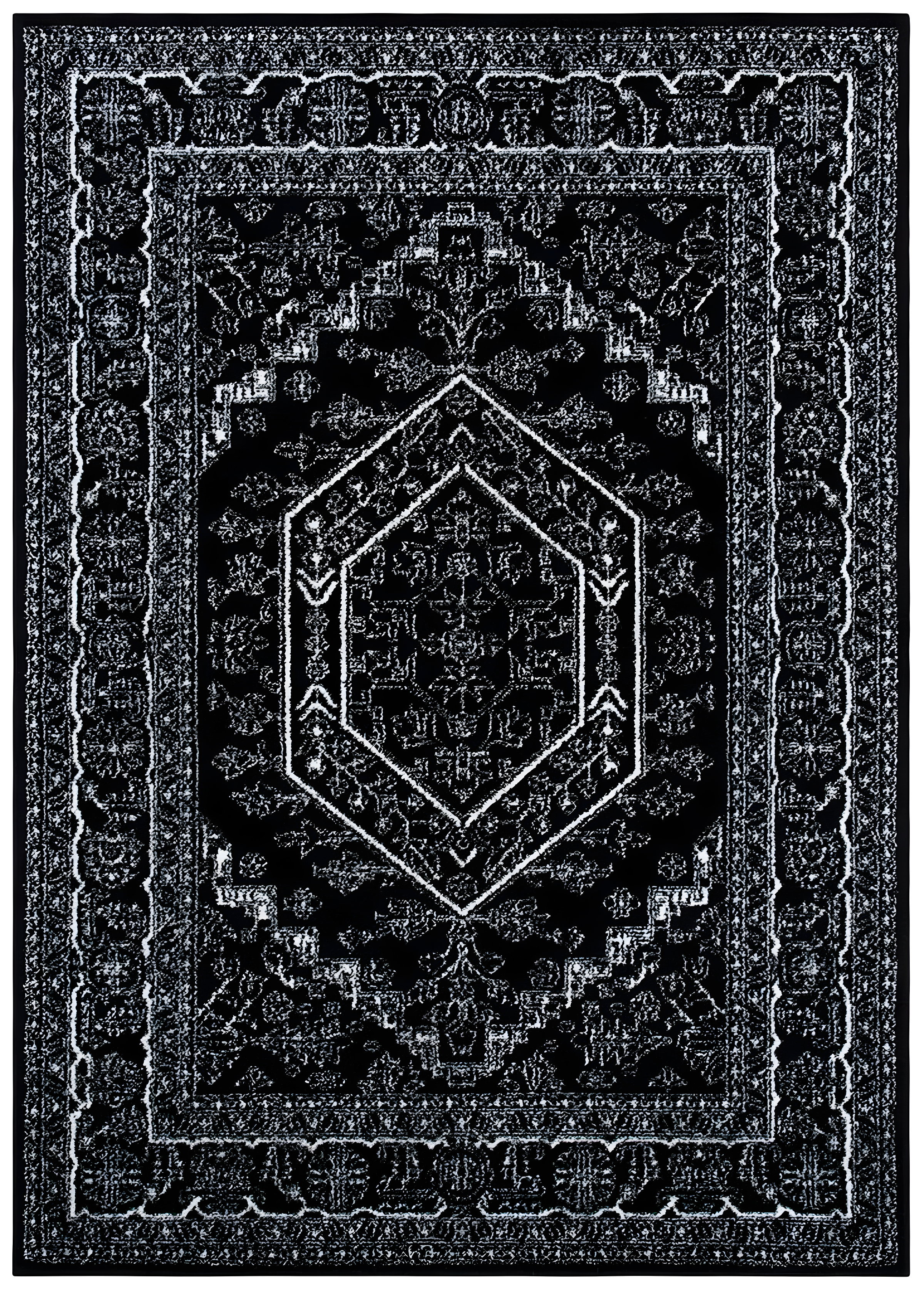 Adirondack ADR108 Power Loomed Area Rug - Black/Ivory - 5'1"x7'6" - Safavieh.
