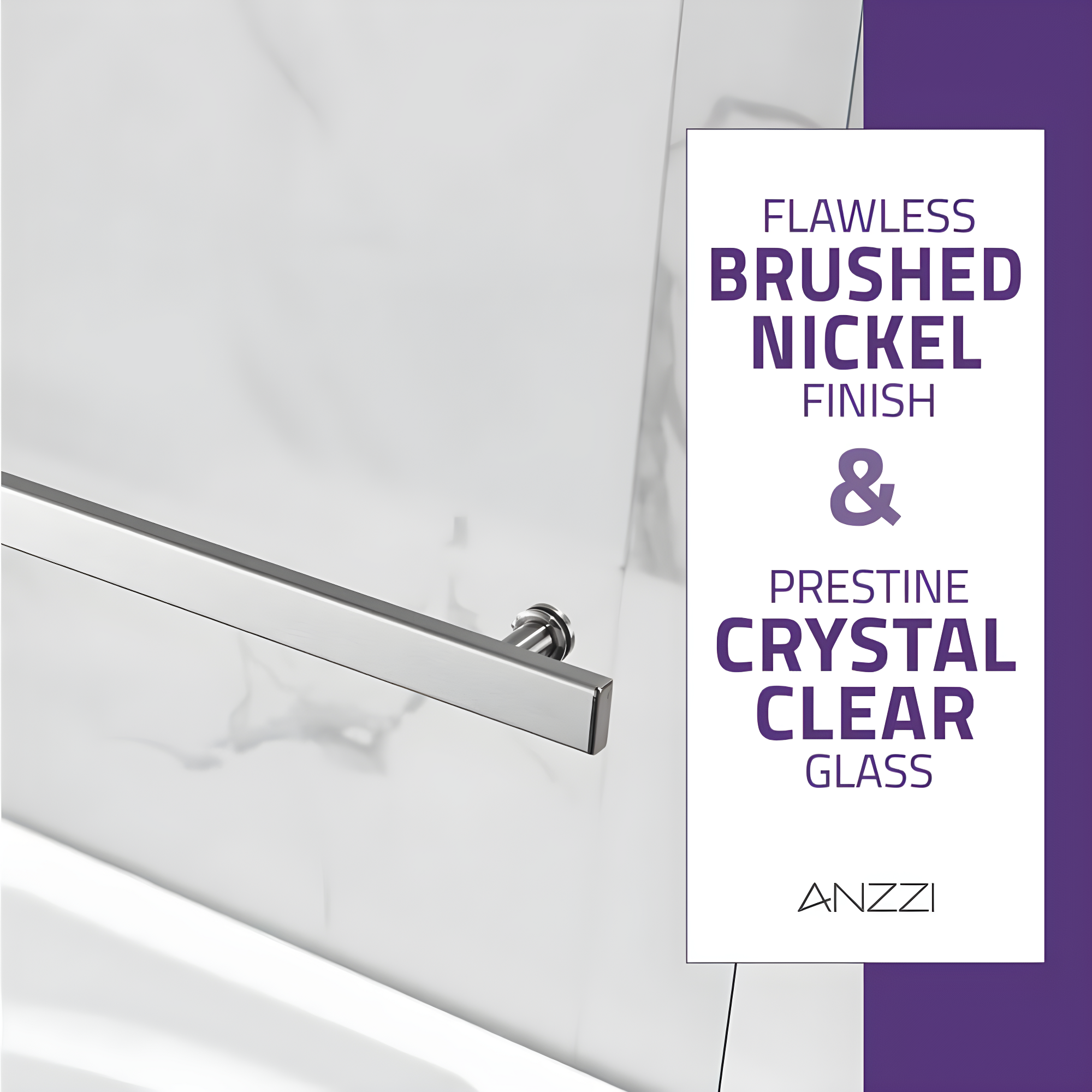 Galleon 58" H Hinged Frameless Tub Door with Tsunami Guard Technology