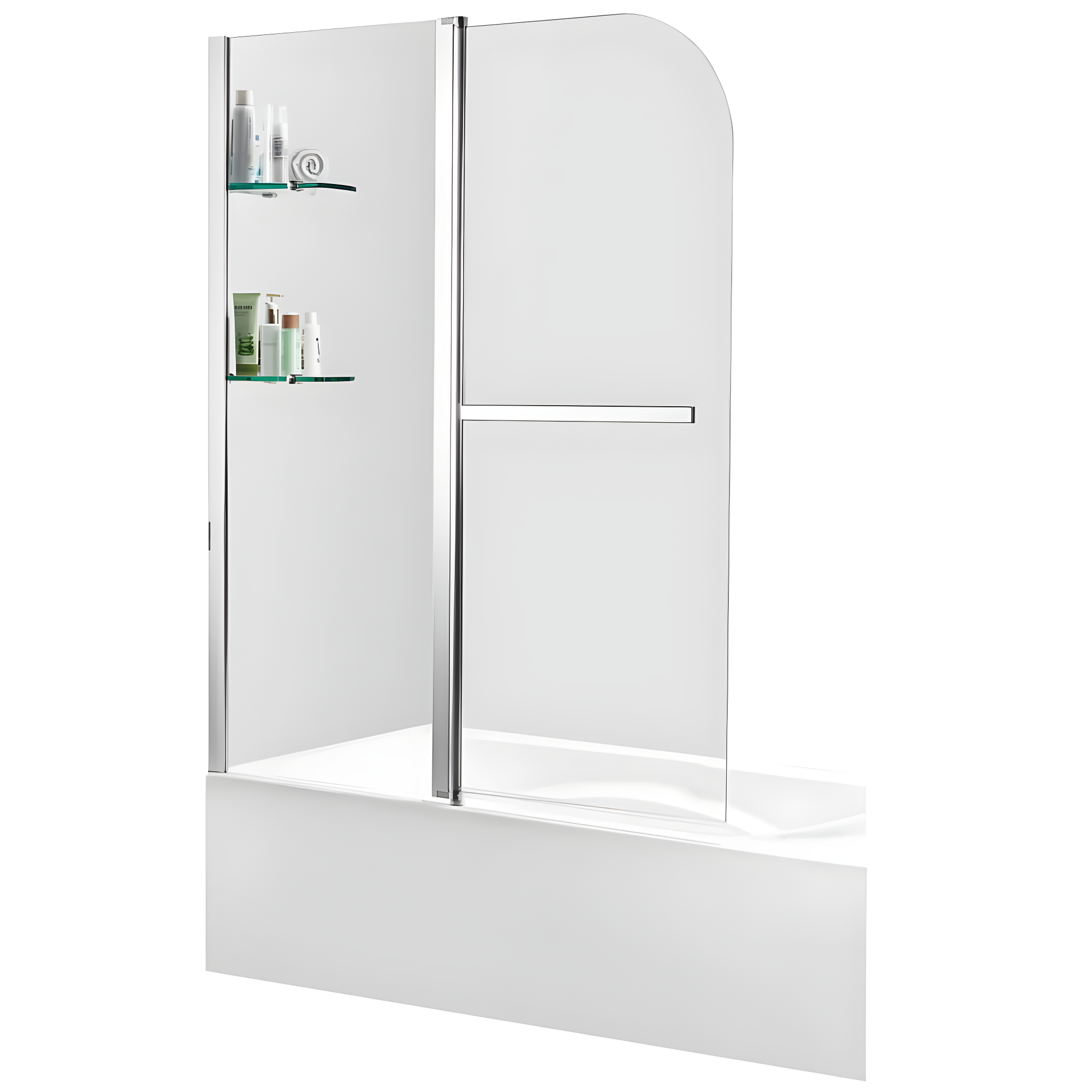 Galleon 58" H Hinged Frameless Tub Door with Tsunami Guard Technology
