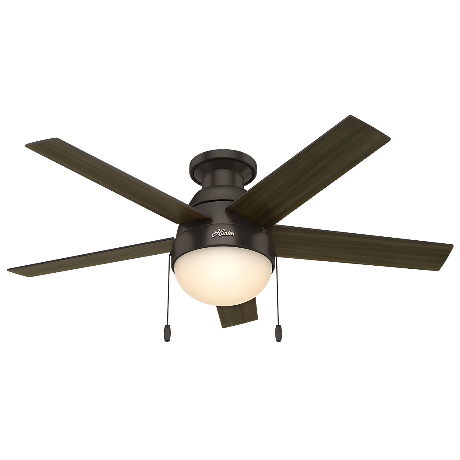 46" Anslee 5 - Blade LED Flush Mount Ceiling Fan with Pull Chain and Light Kit Included
