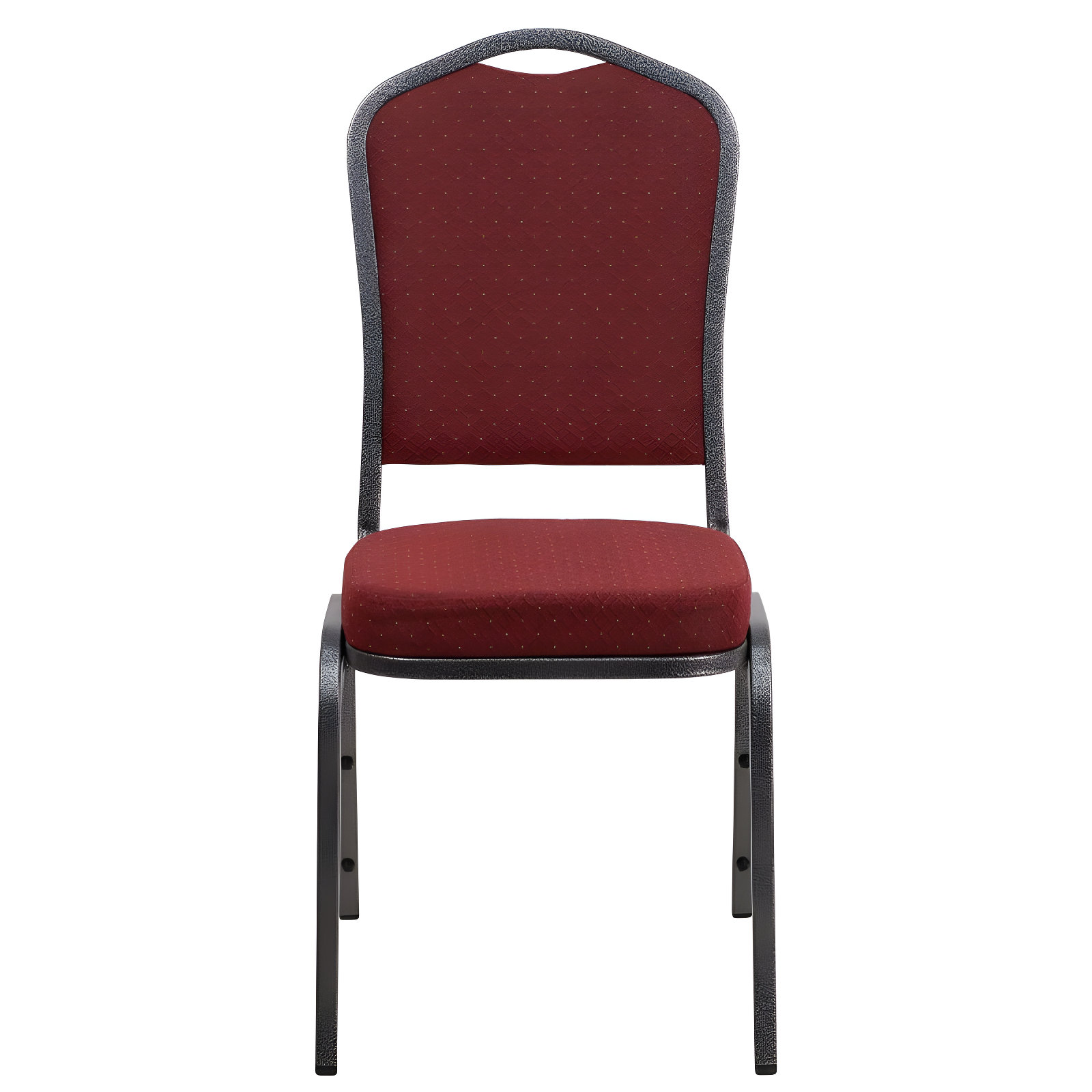 Flash Furniture HERCULES Series Crown Back Stacking Banquet Chair in Burgundy Patterned Fabric - Silver Vein Frame