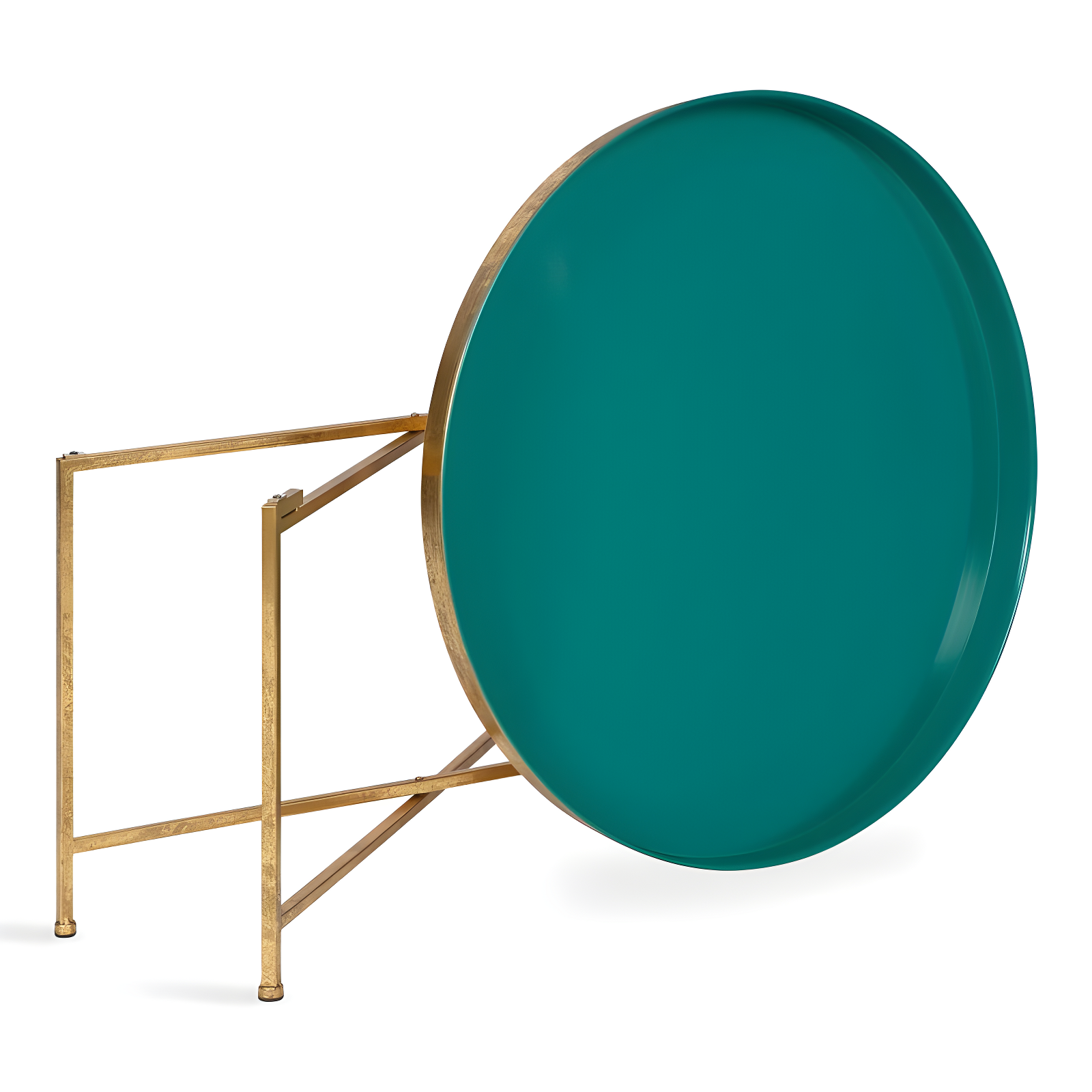 Kate and Laurel Celia Round Metal Coffee Table, 28.25x28.25x19, Teal and Gold