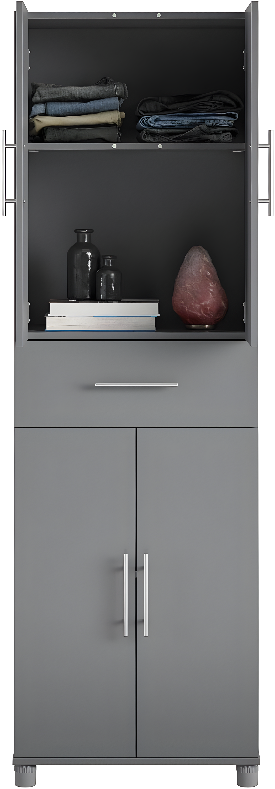 Camberly 4 Door/1 Drawer Storage Cabinet, Graphite Gray